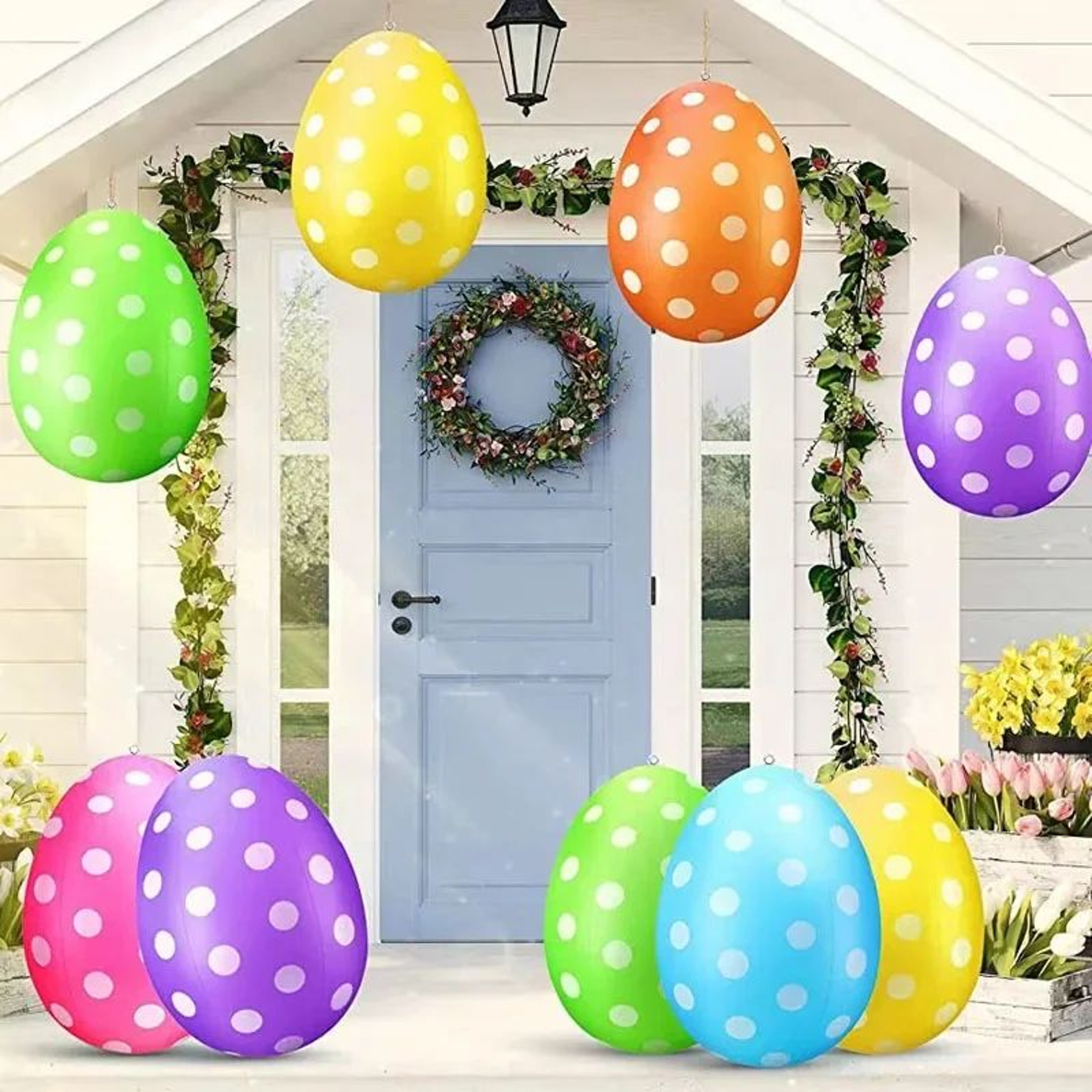 16Inch Giant Easter Egg Inflatable Ornament  Outdoor PVC Garden Decoration 0