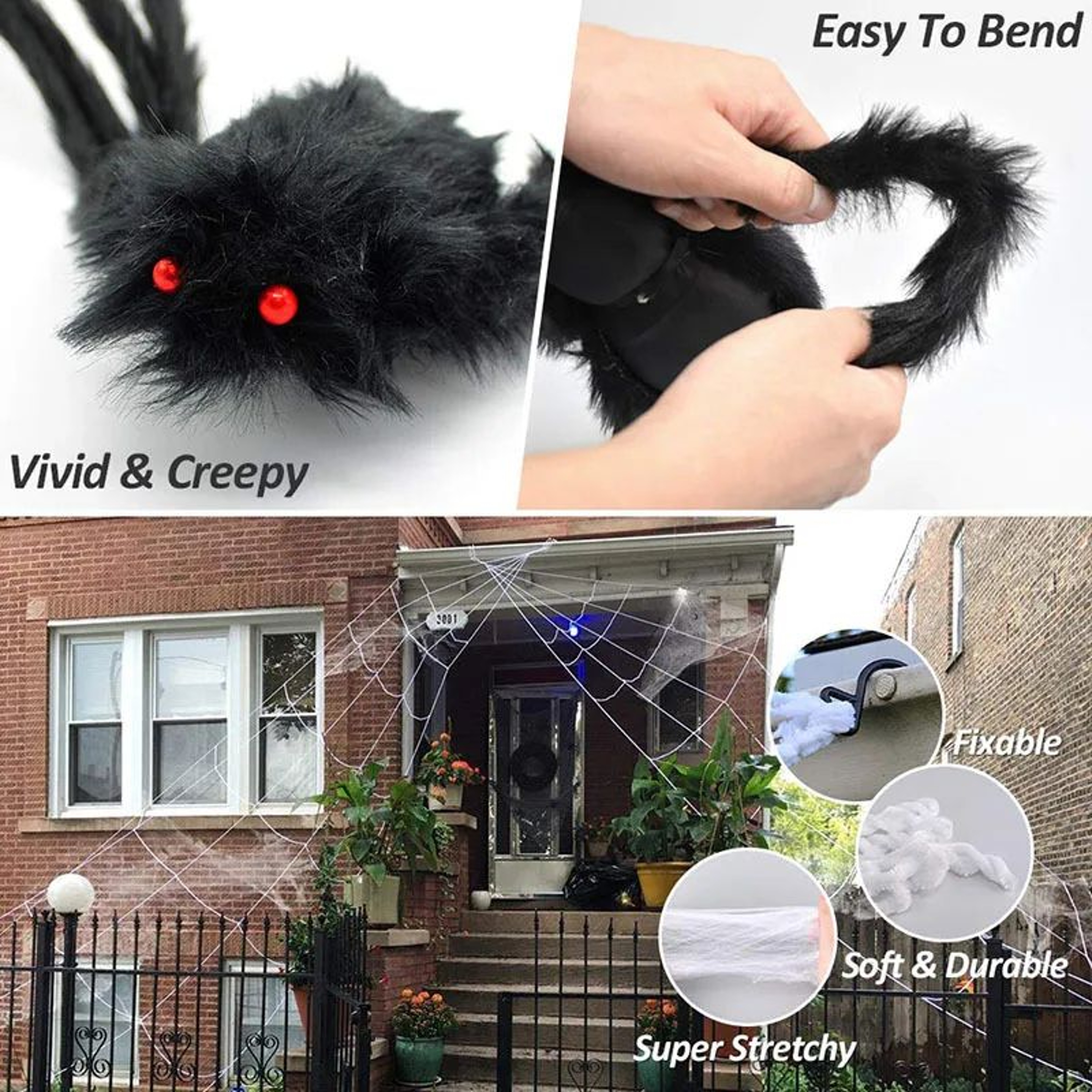 Extra Large Halloween Triangle Spider Web  5M7M Elastic Simulated Spider Web Decoration 5