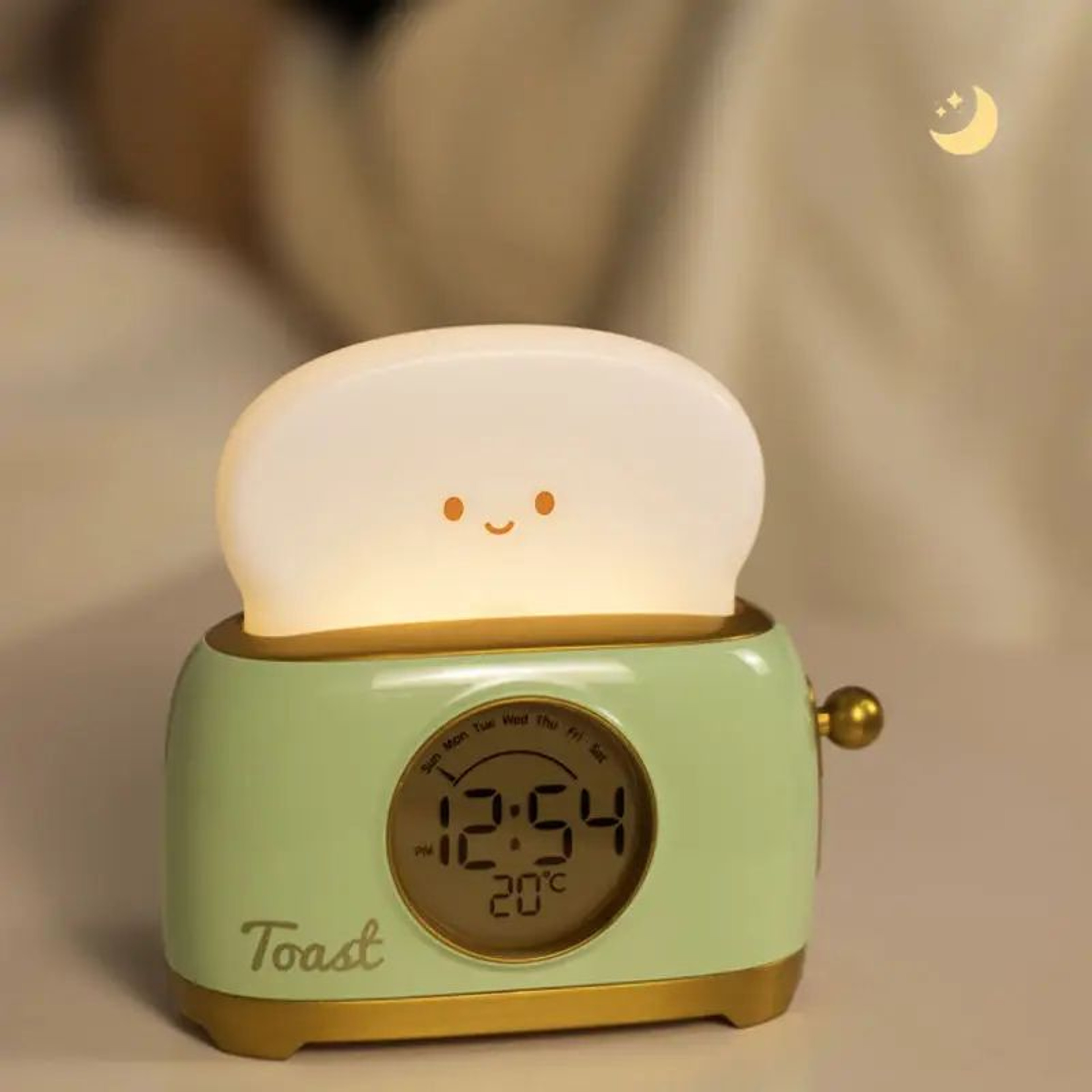 Kawaii Toaster Digital Alarm Clock With LED Night Light  Touch Control 0