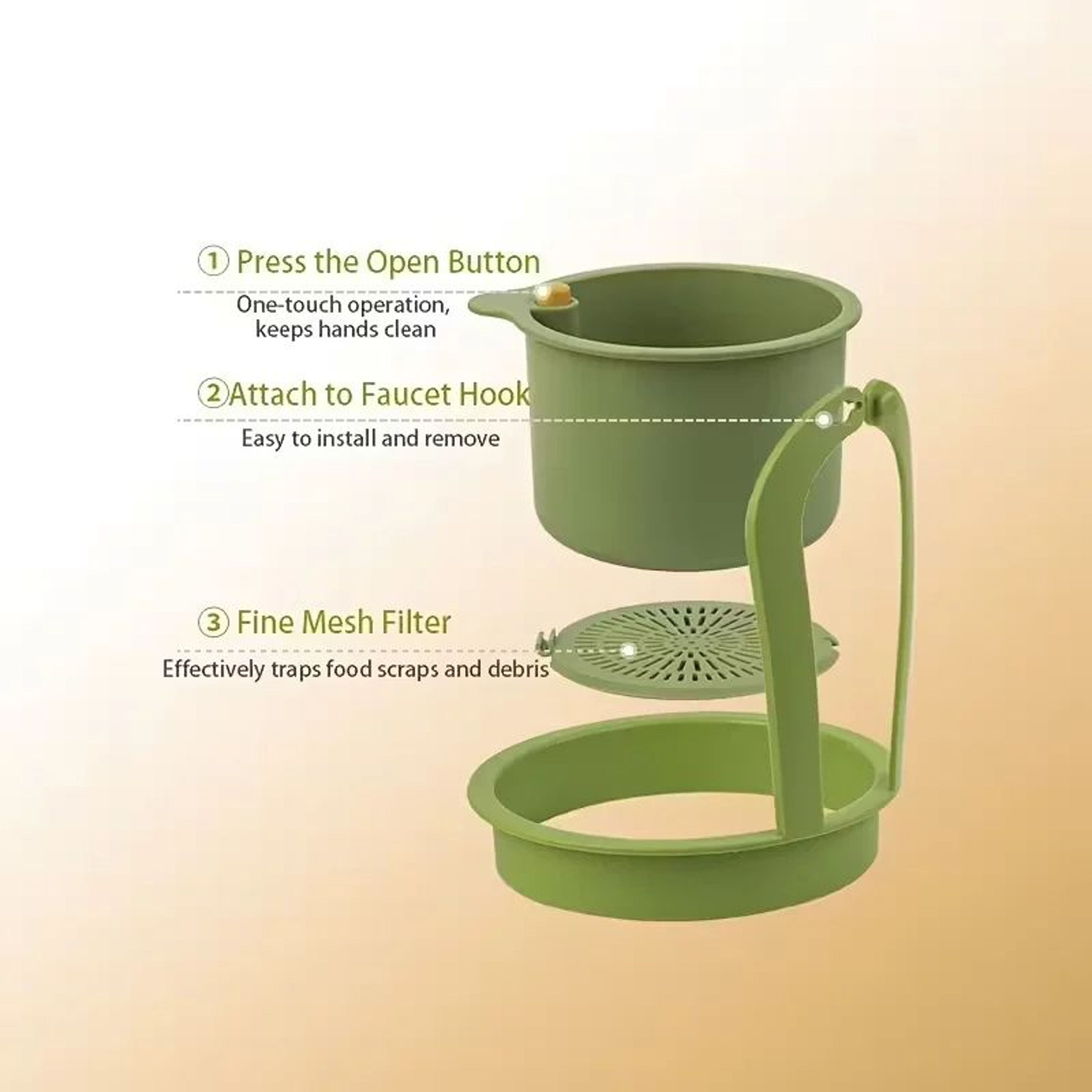 PressType Drain Basket MultiFunctional Food Strainer And Sink Organizer For Kitchen  Bathroom 2