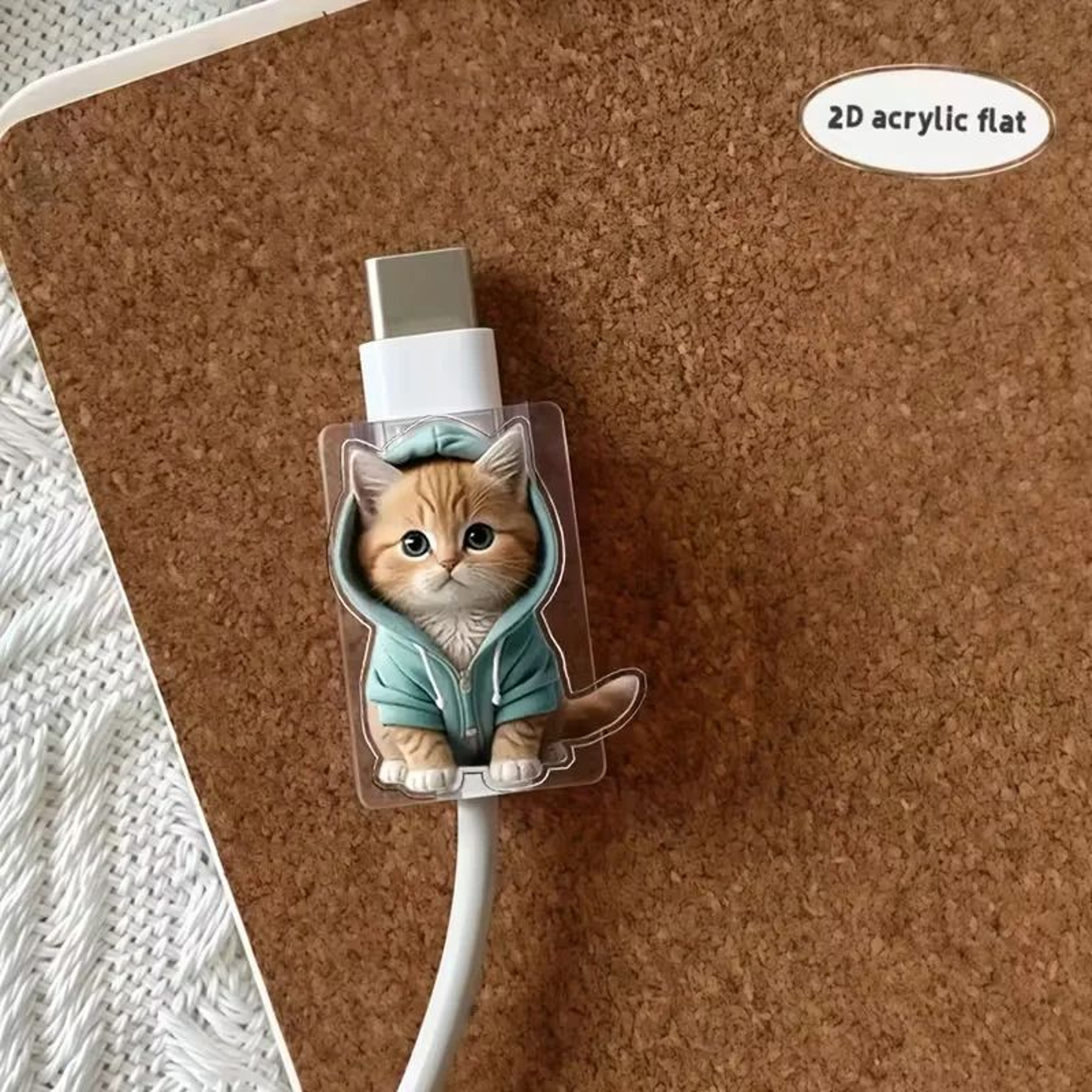 Cartoon Cat Cable Protectors For TypeC Charging Cables AntiBreak Cute Cable Saver 2 Pack 0
