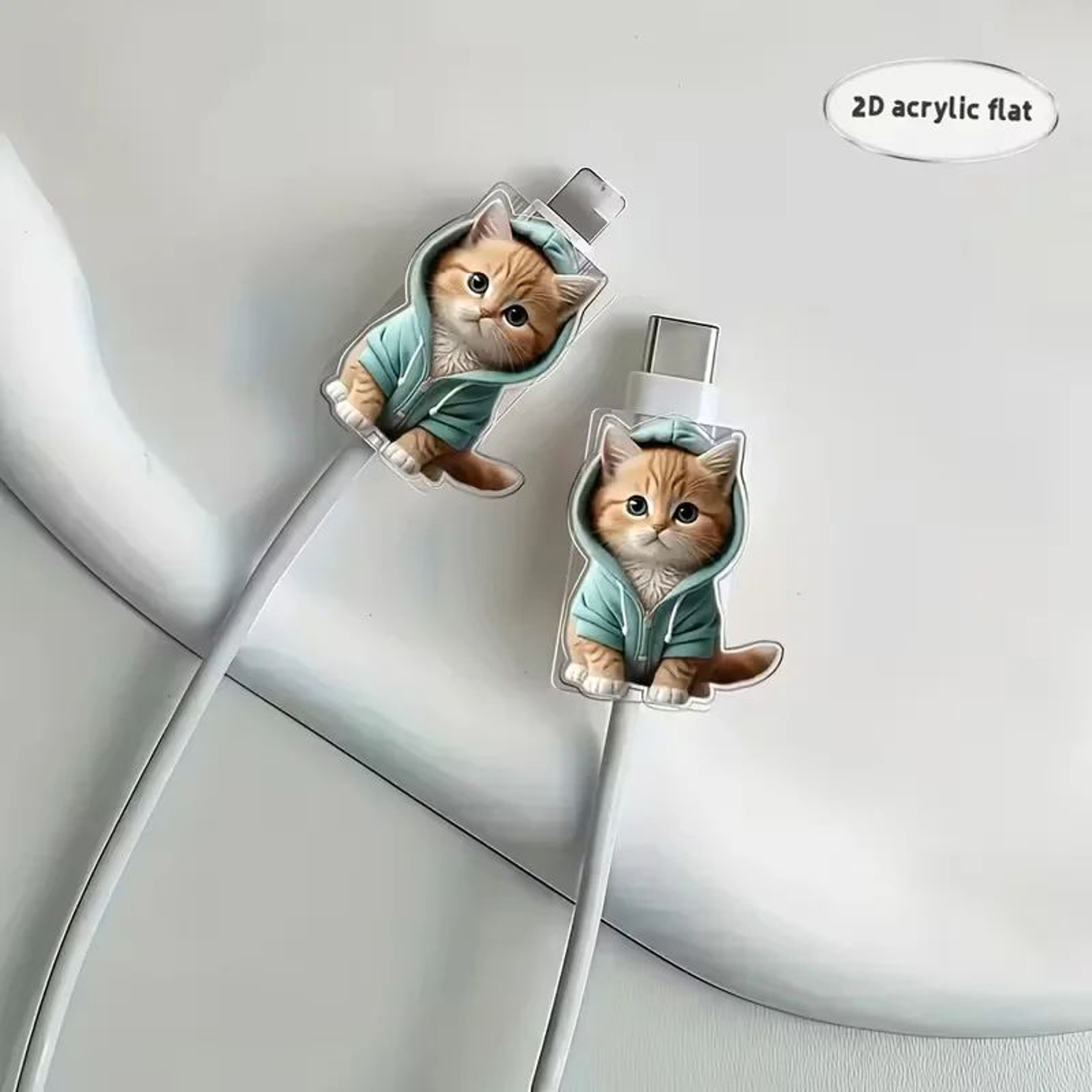 Cartoon Cat Cable Protectors For TypeC Charging Cables AntiBreak Cute Cable Saver 2 Pack 2