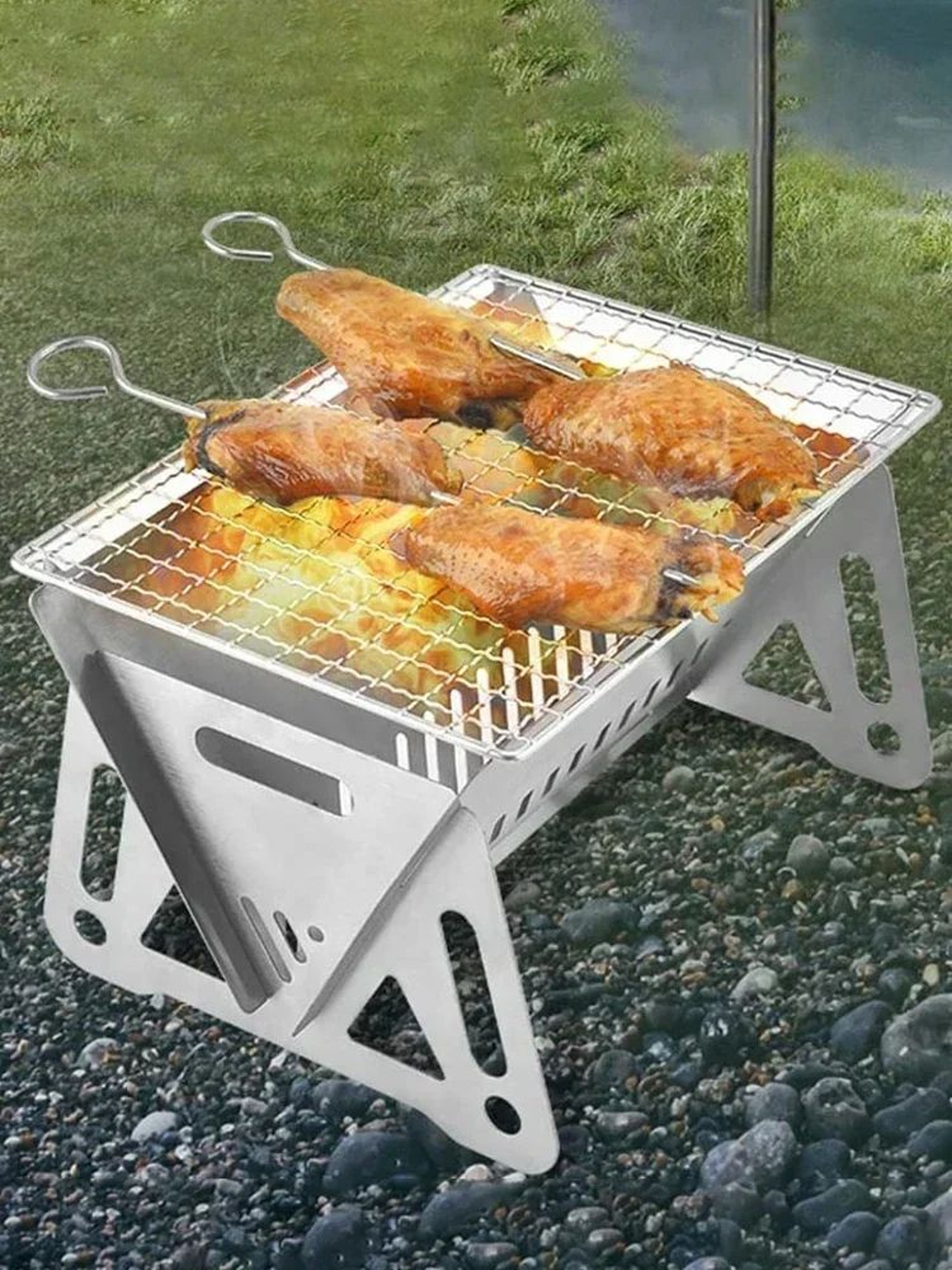 Portable Mini Charcoal Grill  Stainless Steel Folding BBQ Grill For Outdoor Camping  Multifunctiona 0