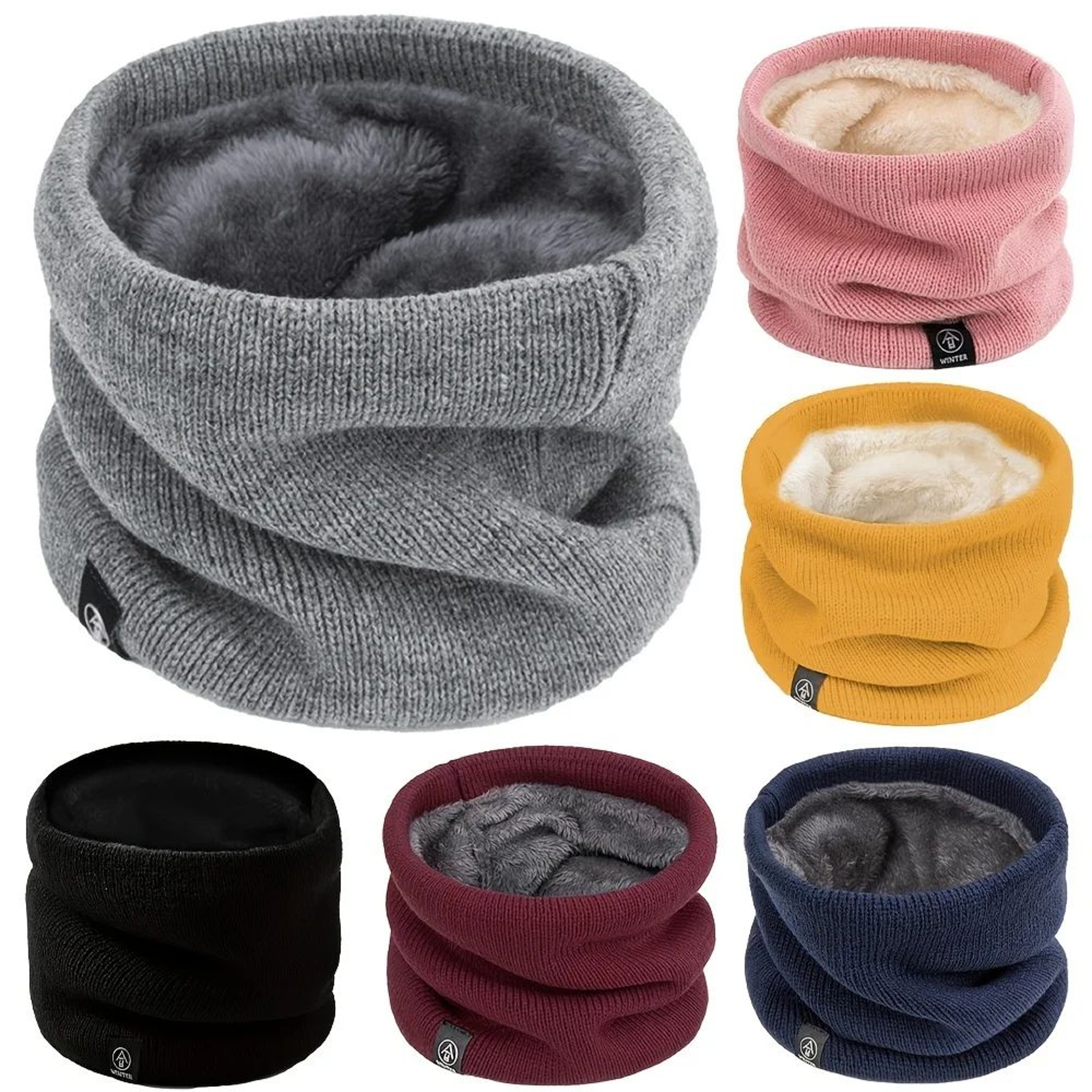 Winter Knit Scarf With Integrated Mask  Thickened Polyester Neck Gaiter For Warmth And Outdoor Spor 0