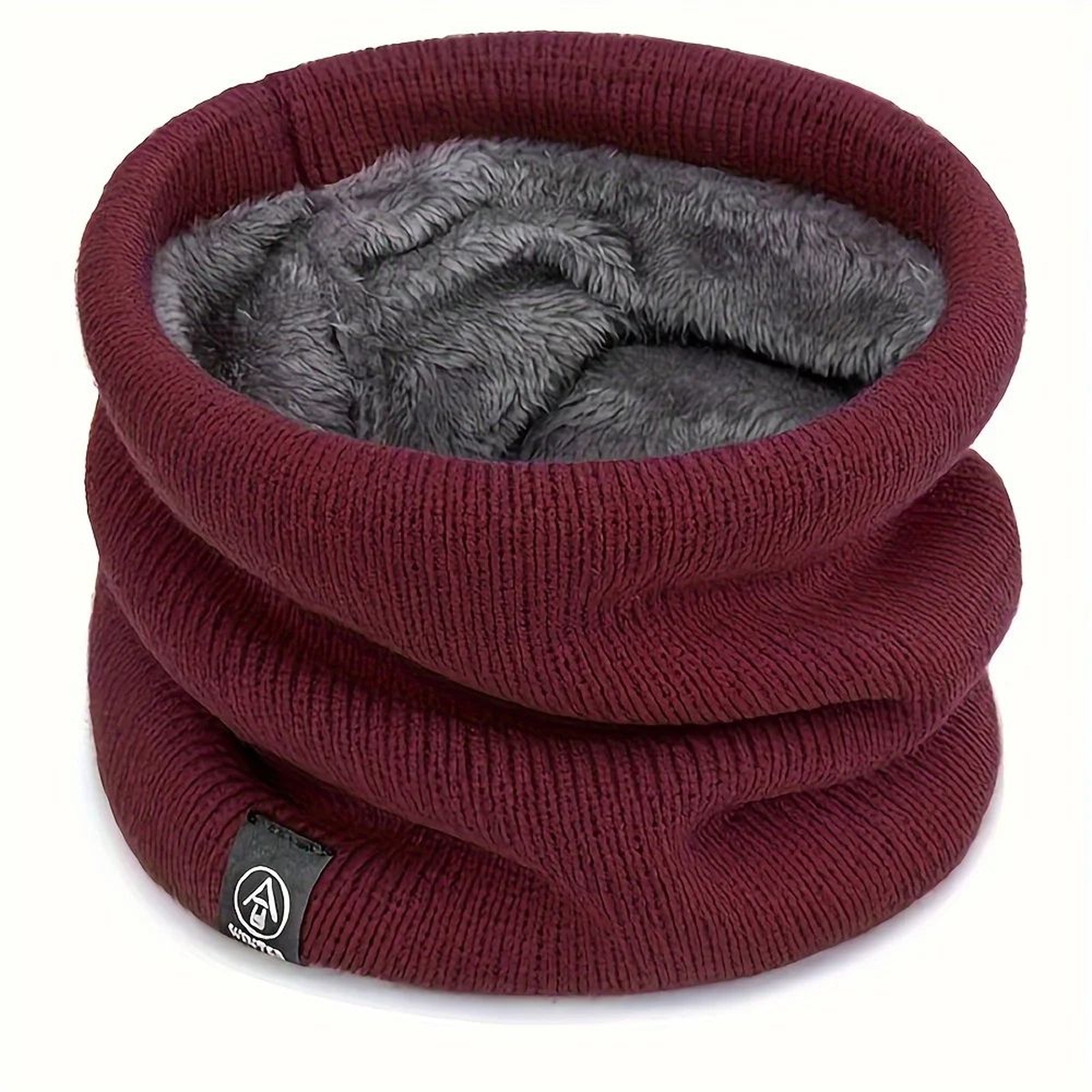 Winter Knit Scarf With Integrated Mask  Thickened Polyester Neck Gaiter For Warmth And Outdoor Spor 5