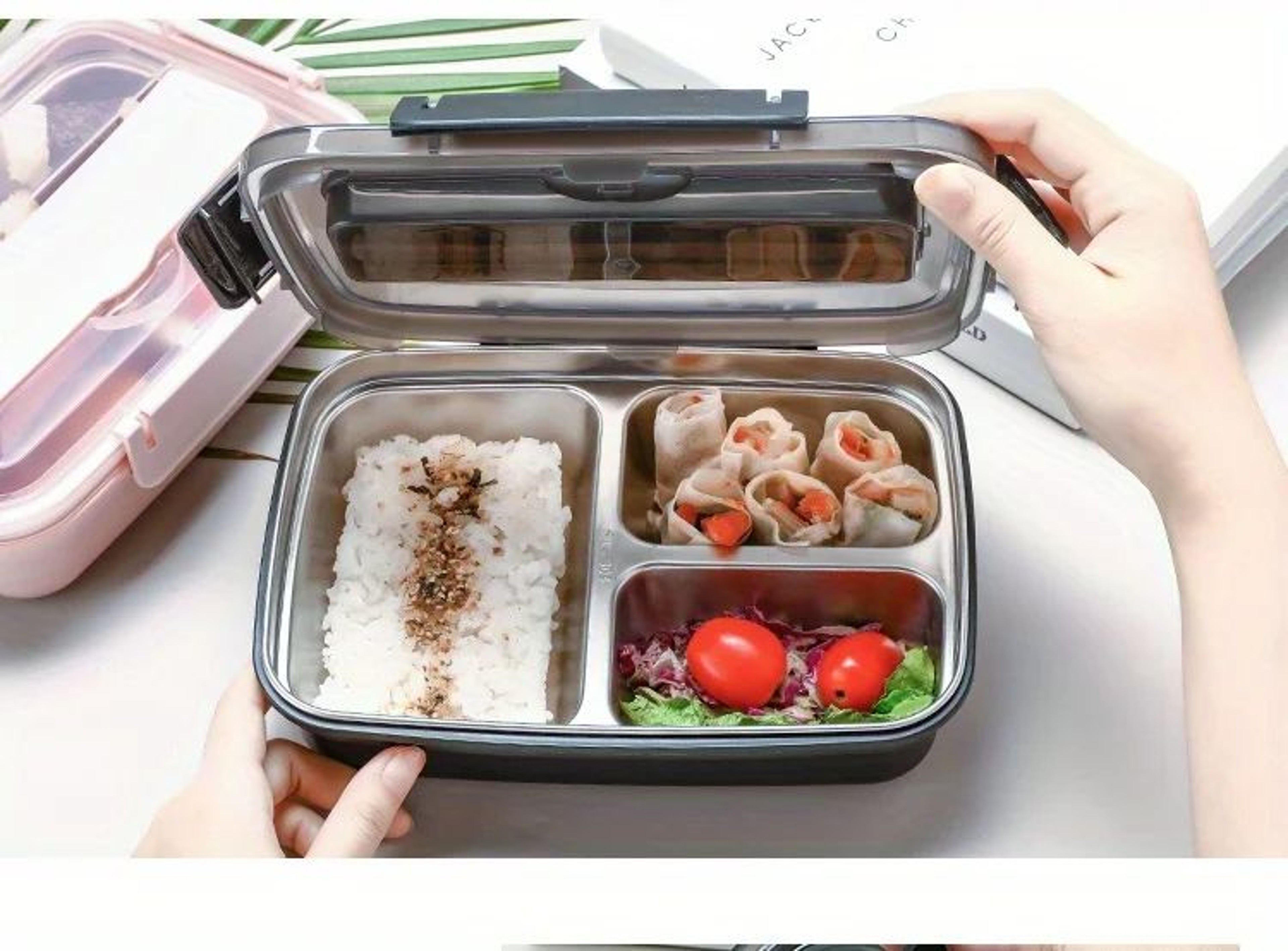 Leak Proof Stainless Steel Lunch Box  Durable 3 Or 4 Compartment Bento Container For Students And O 10