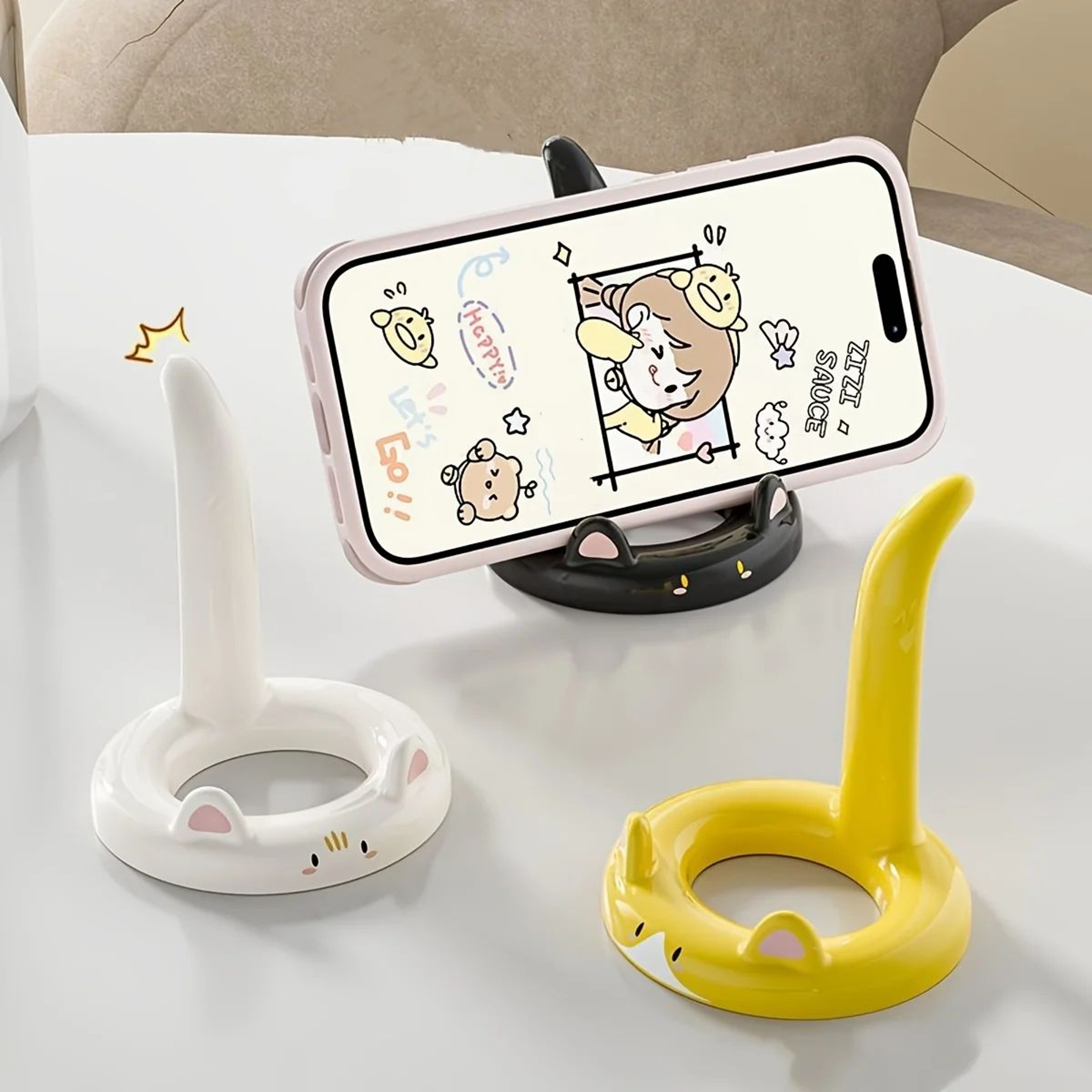 Cute Cartoon Cat Phone Holder  Creative Mini Desktop Stand And Decorative Ornament 0