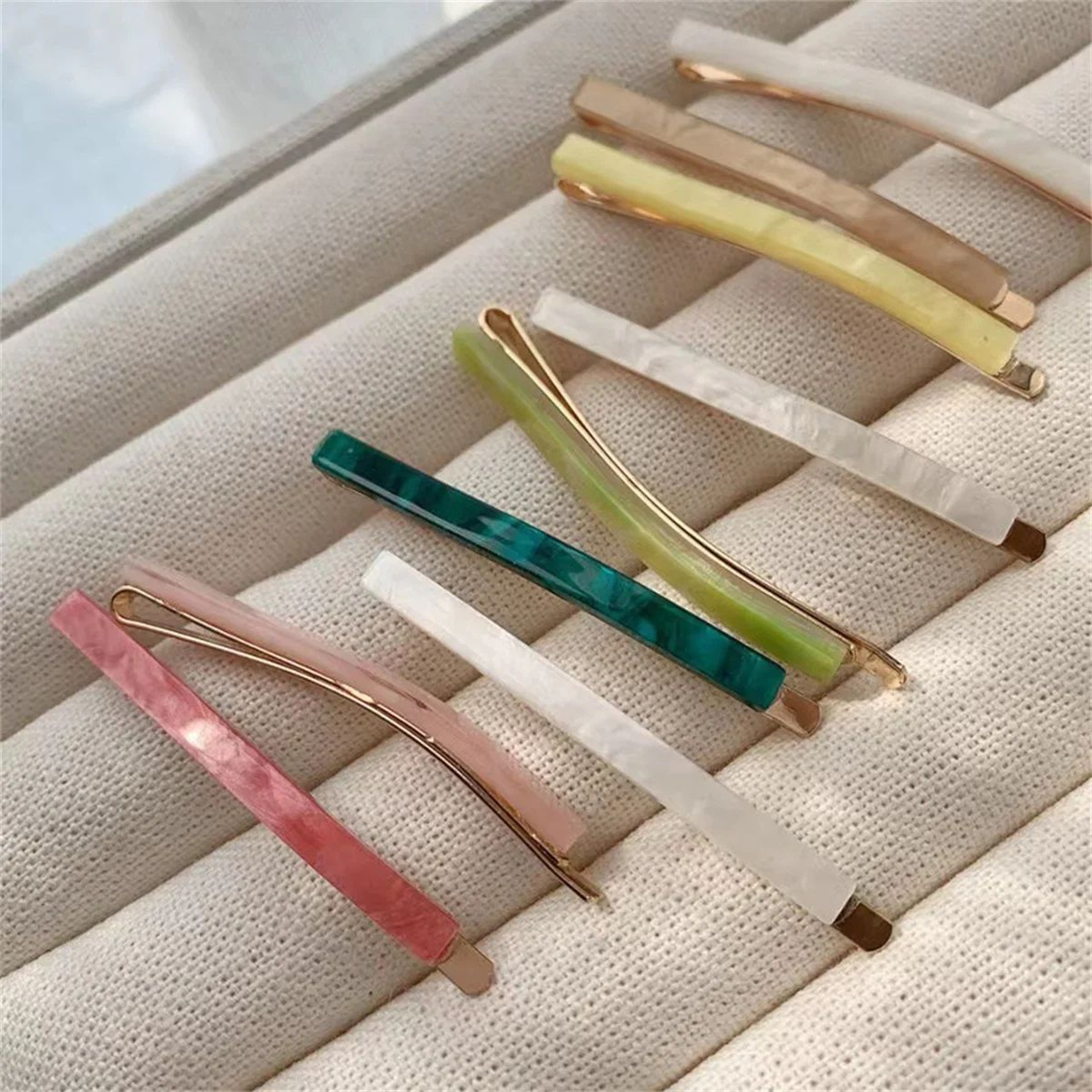 3 Piece Acetate Geometric Hair Barrettes  Simple Oblong Hair Clips And Side Pins 0
