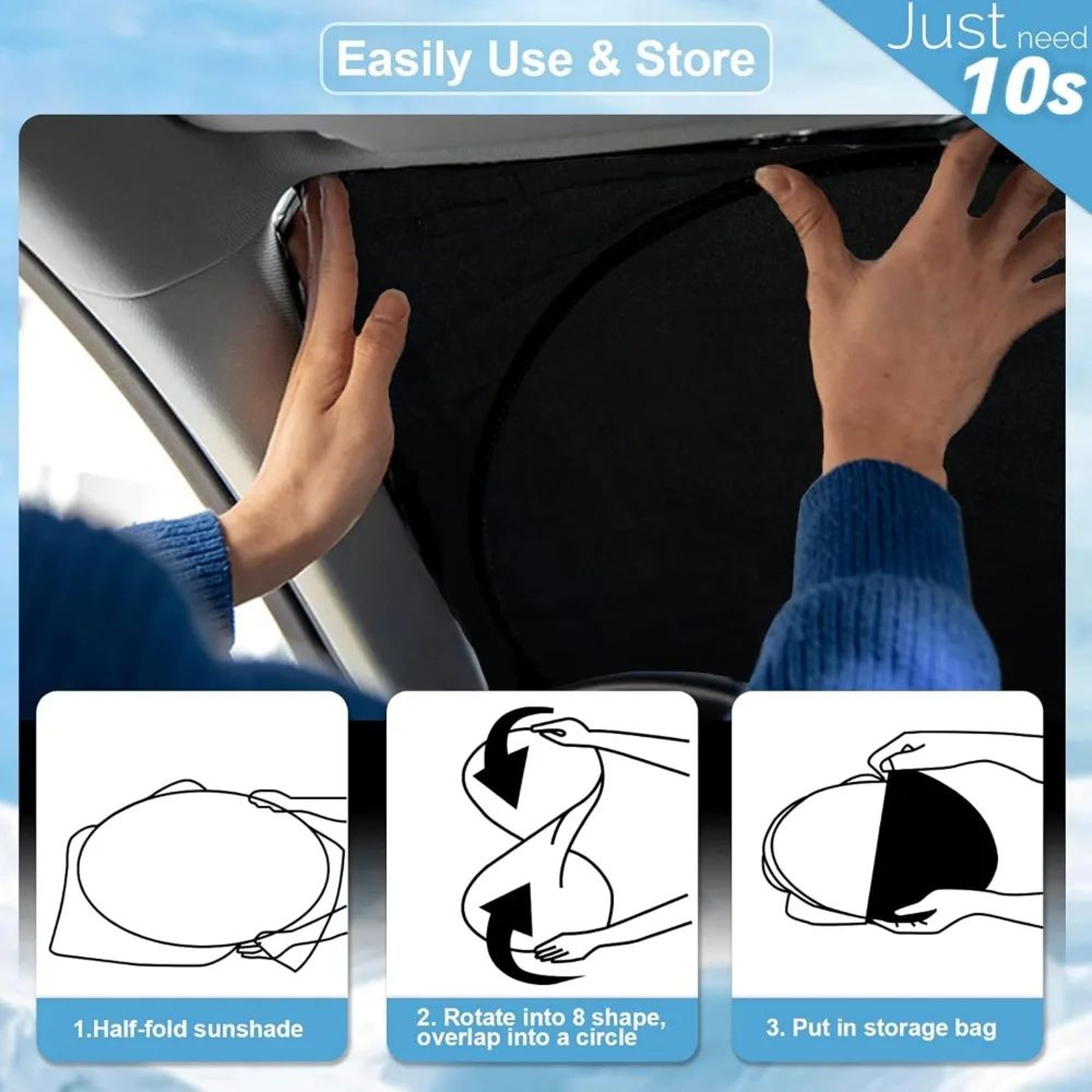 Foldable Car Sunshade Cover UV Protection Windshield Visor 2