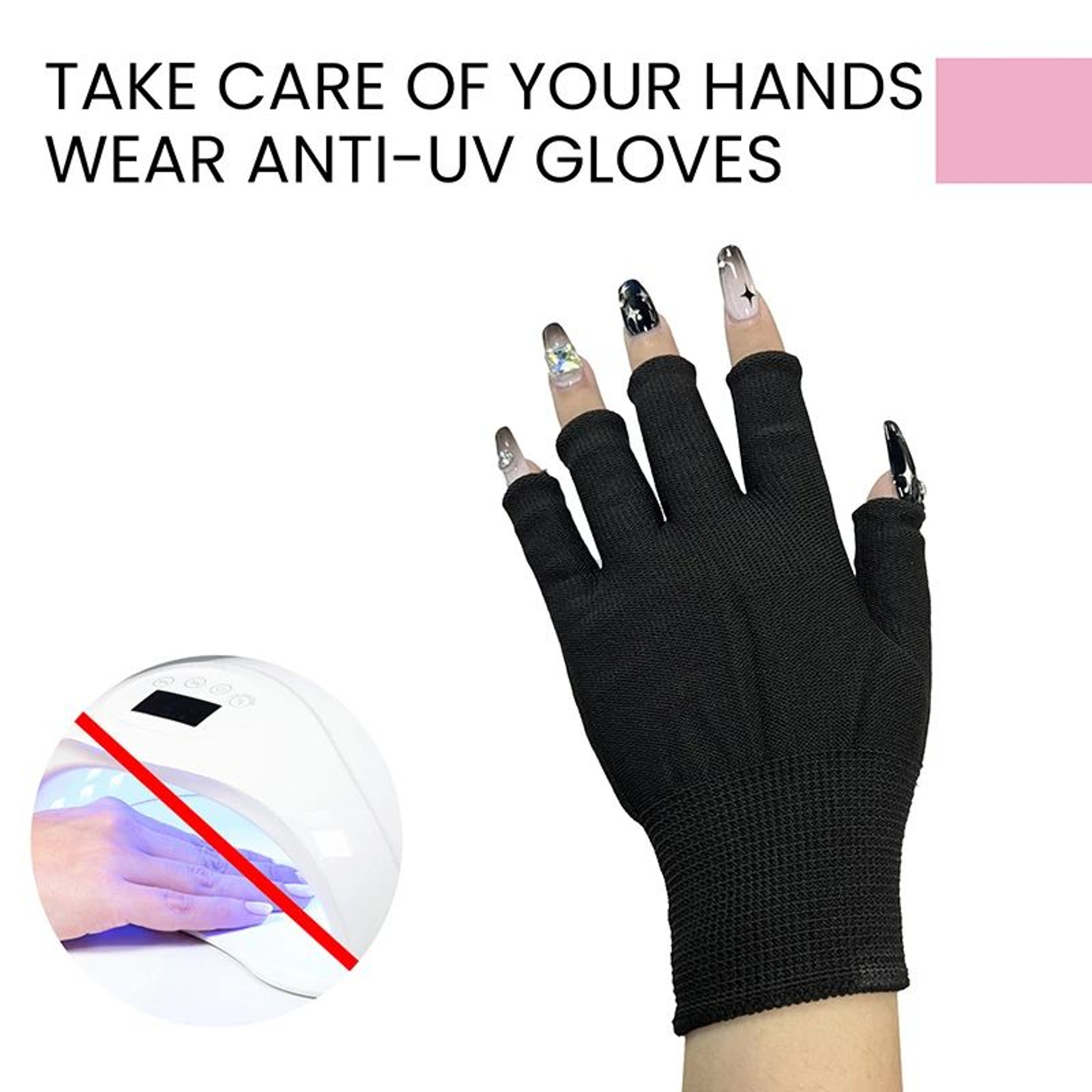 Anti UV Fingerless Nail Gloves For Gel Manicure And LED Lamp Protection 1