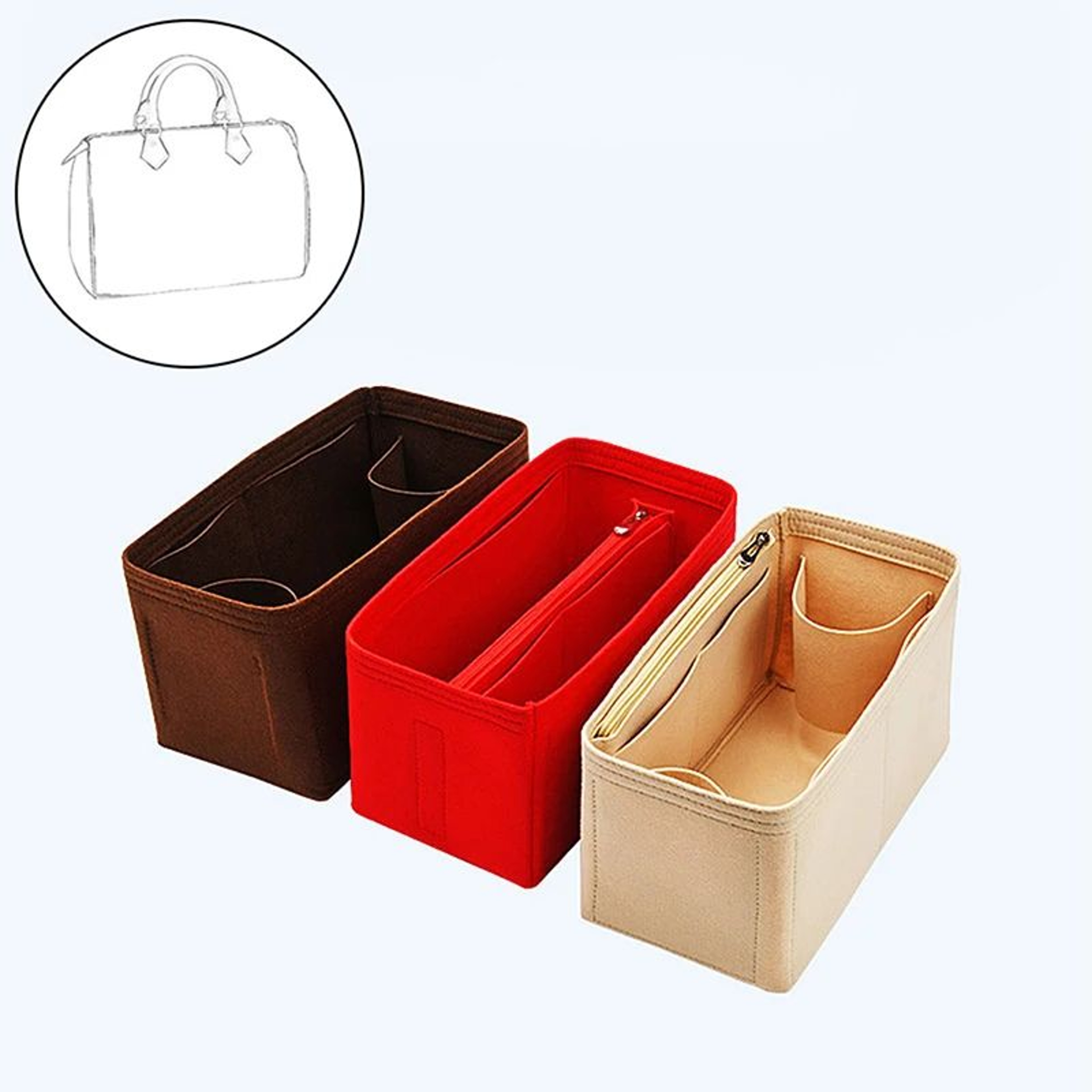 Felt Cloth Bag Organizer Insert Portable Handbag And Makeup Organizer 0