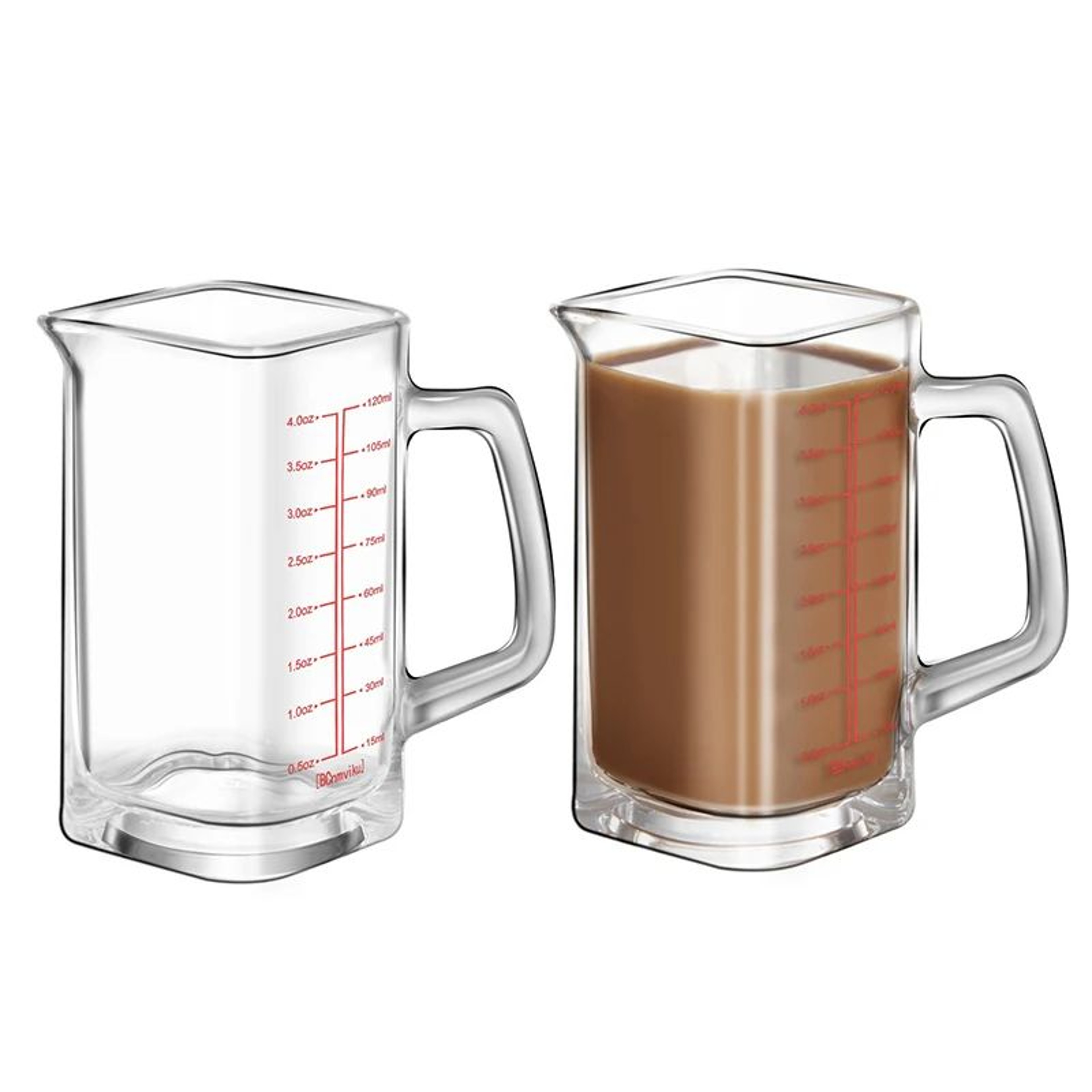 Heat Resistant Glass Measuring Cup With Handle For Espresso And Milk 4