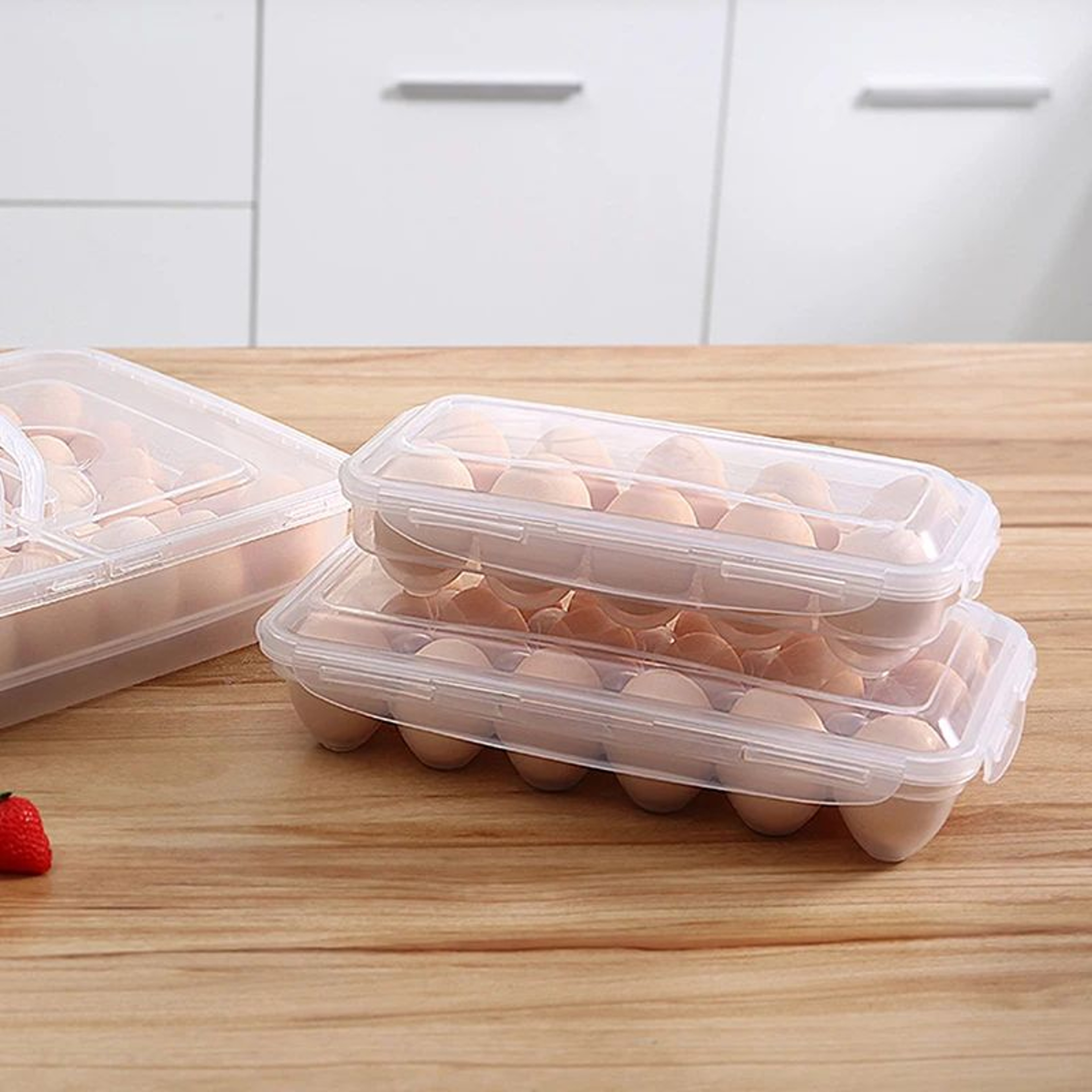 Egg Storage Box With Lid Refrigerator Egg Organizer Tray 6