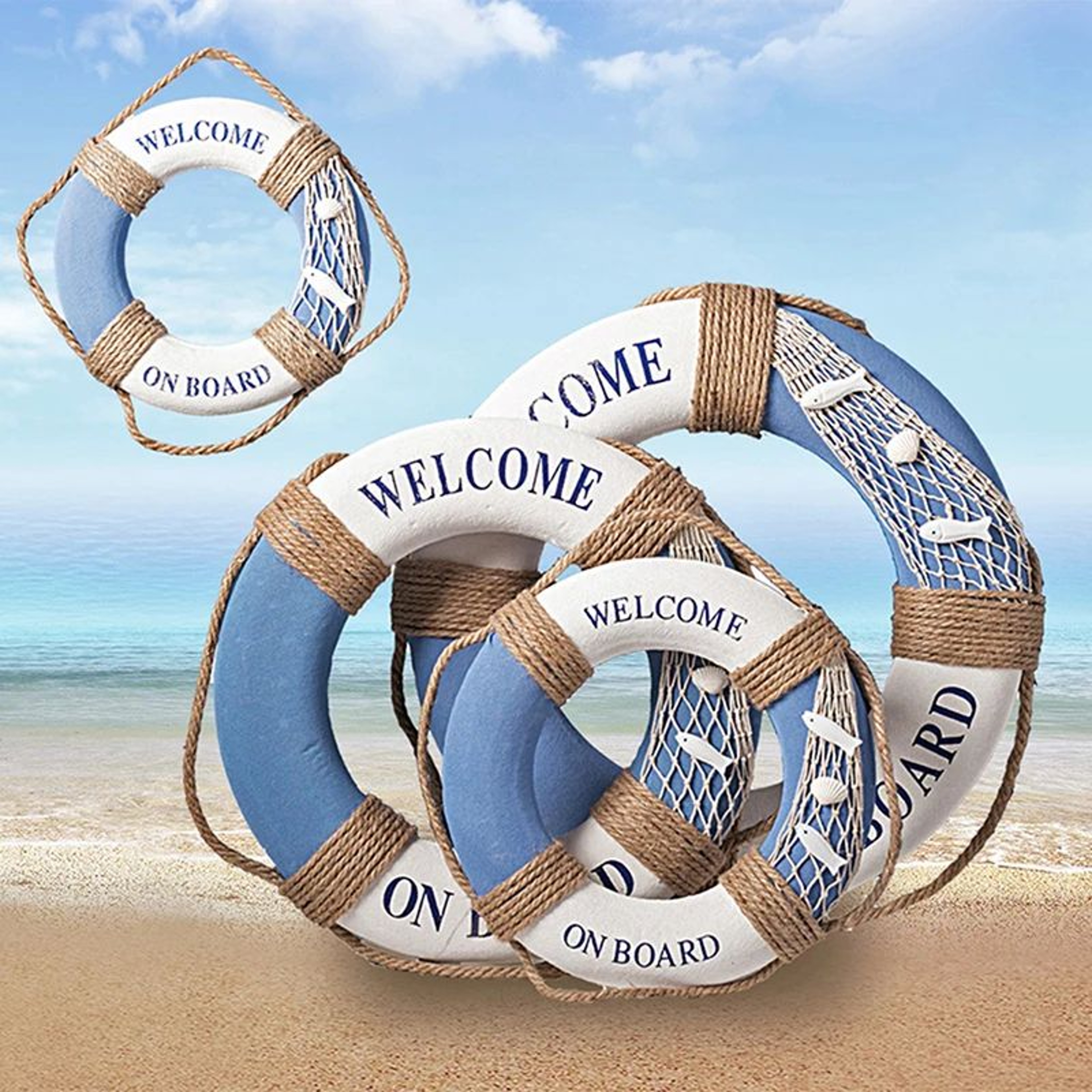 Mediterranean Navy Life Buoy Wall Hanging Nautical Home Decoration 0
