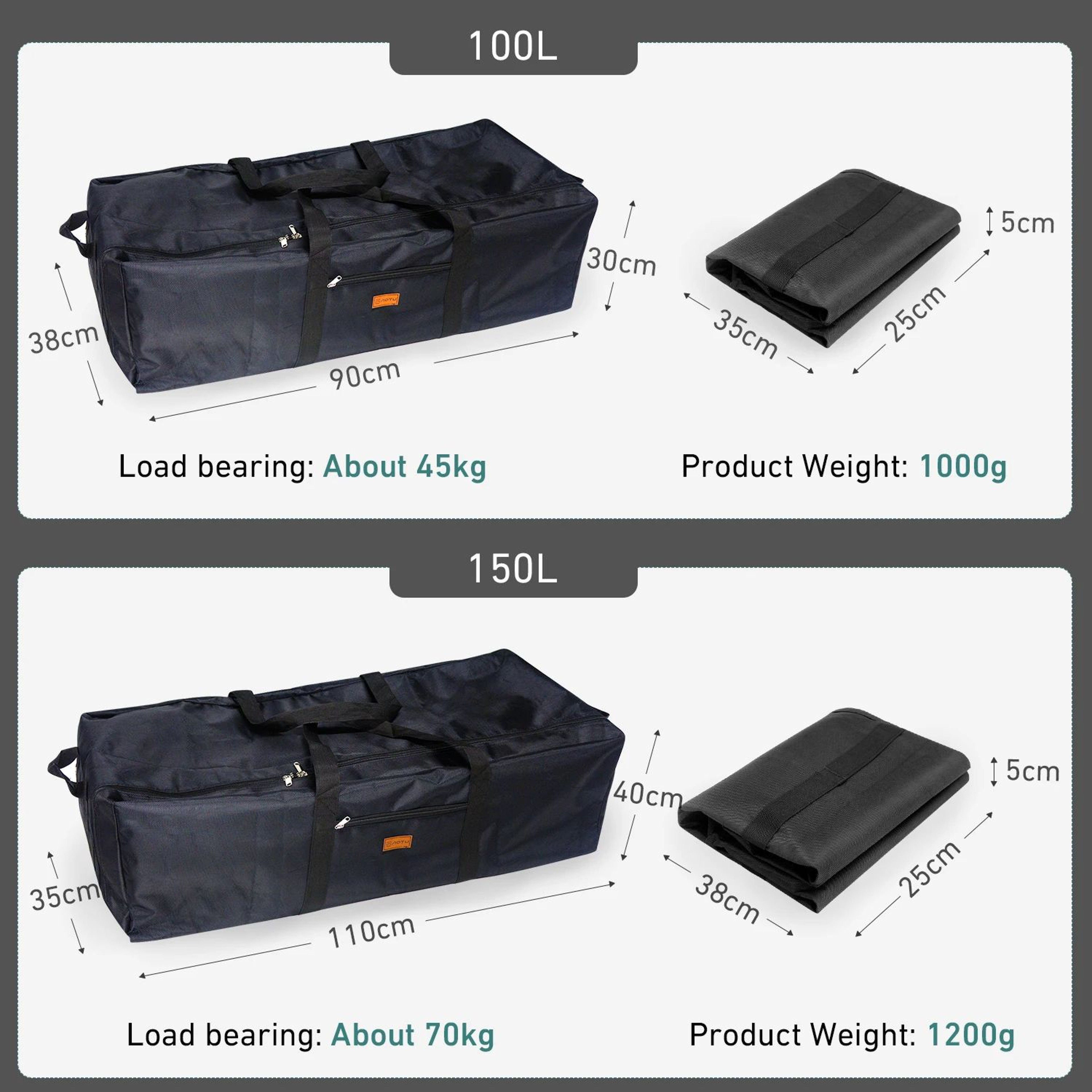 Westtune 100L Camping Tools Storage Bag Folding Large Capacity Travel Gear Organizer 2