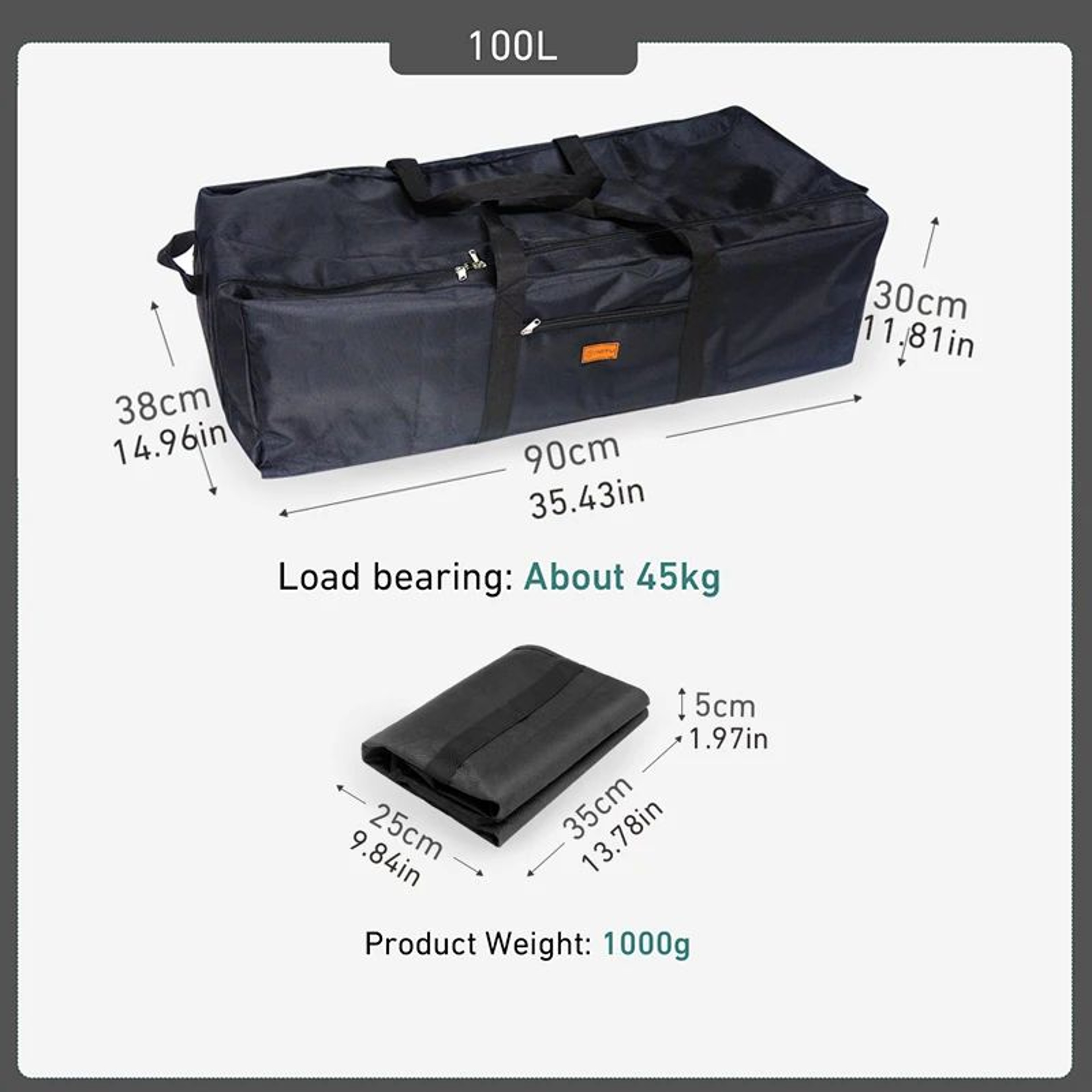 Westtune 100L Camping Tools Storage Bag Folding Large Capacity Travel Gear Organizer 9