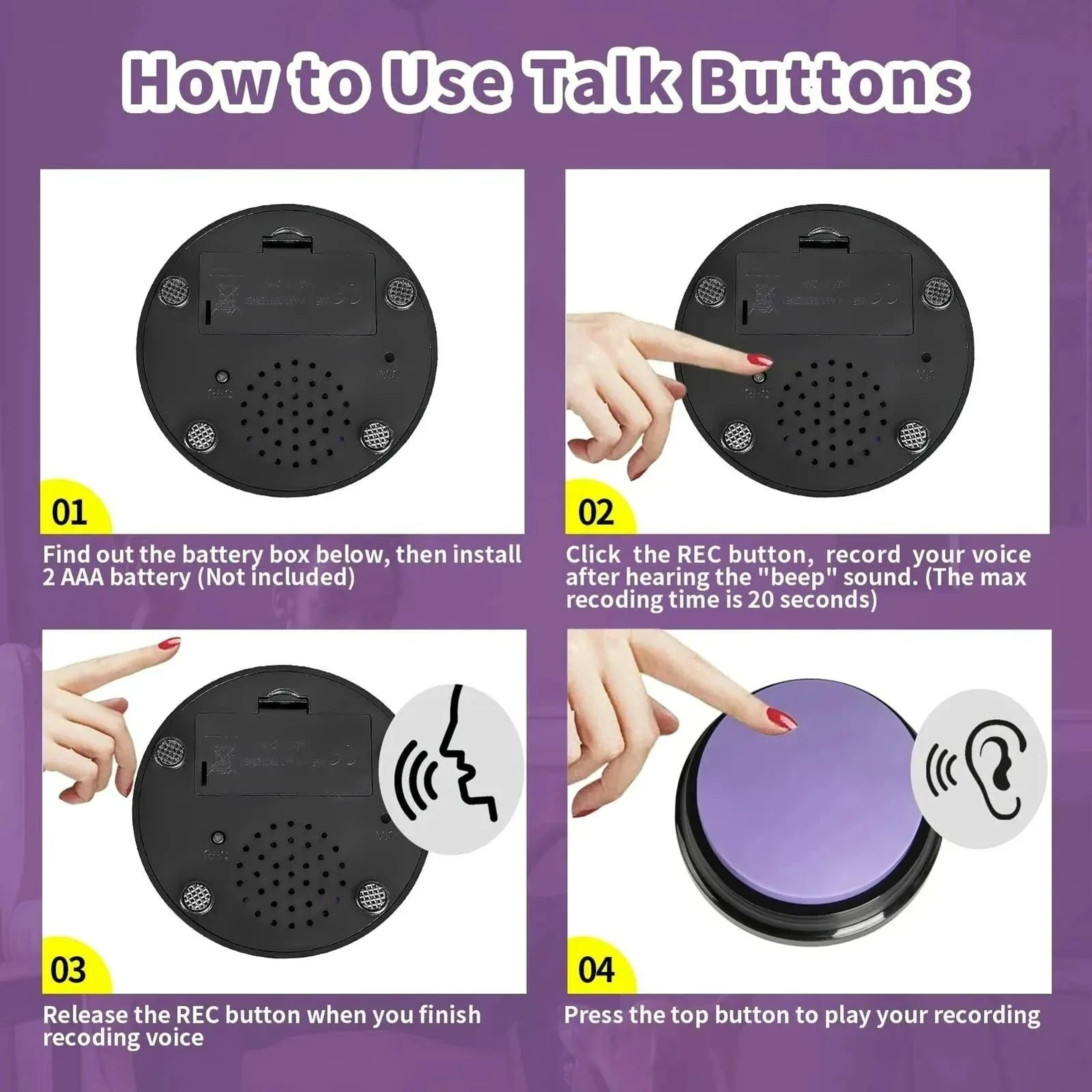 Dog Communication Buttons Voice Recording Training Buzzer For Talking Pets 8