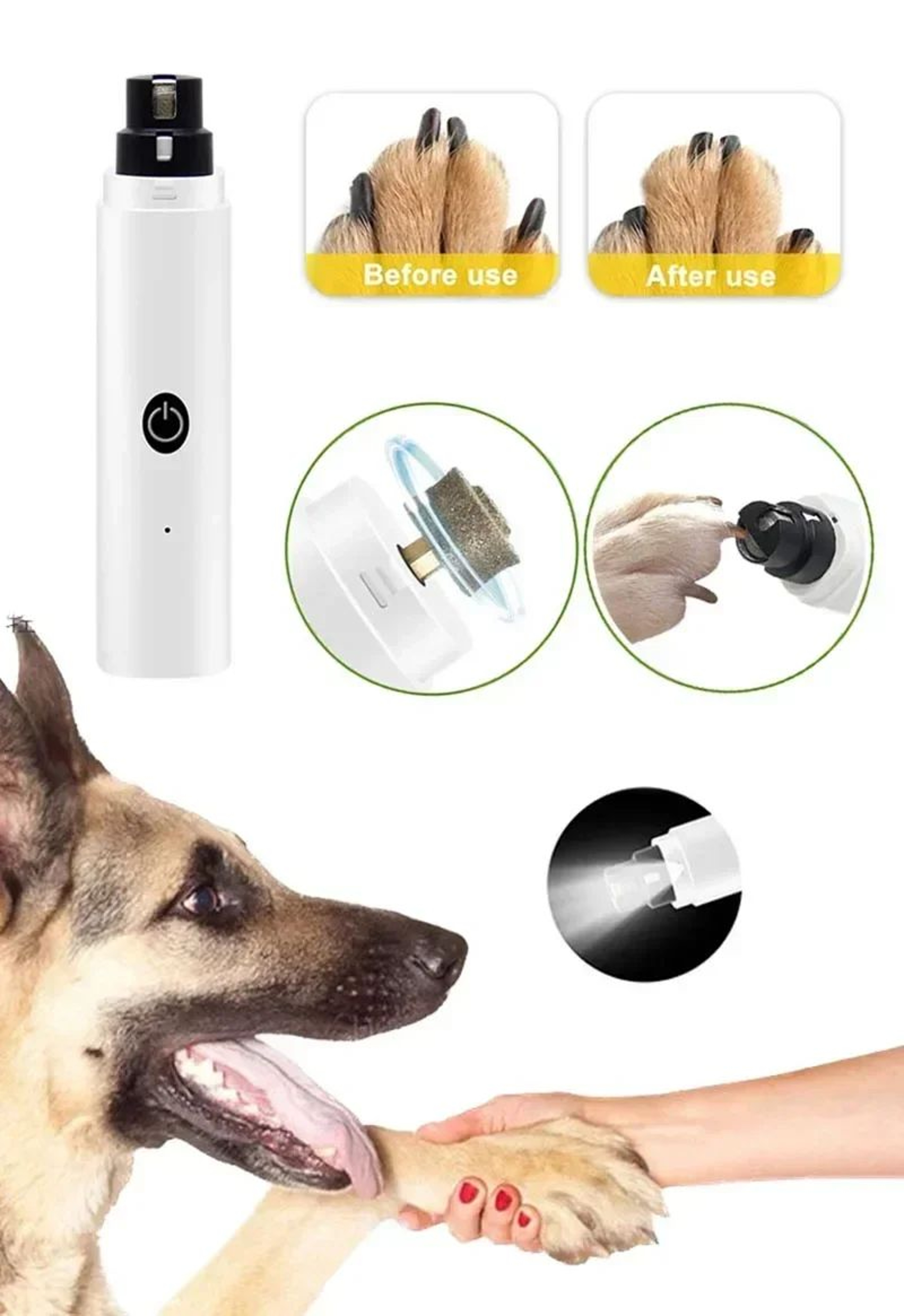 Electric Pet Nail Clippers Rechargeable Nail Grinder With LED Light For Dogs And Cats 7