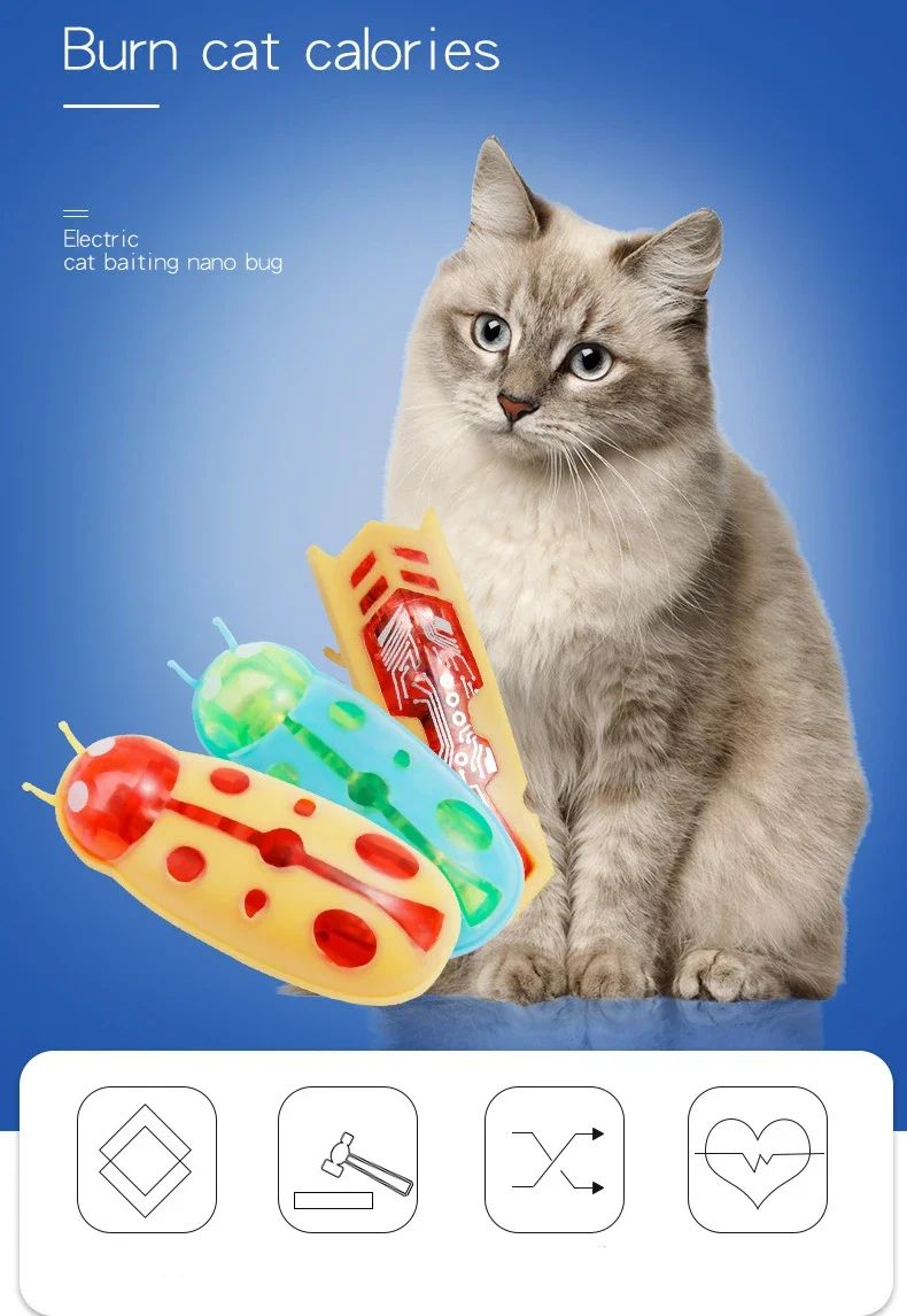 Mini Electric Ladybug Cat Toy Interactive Walking Insect Pet Toy 7