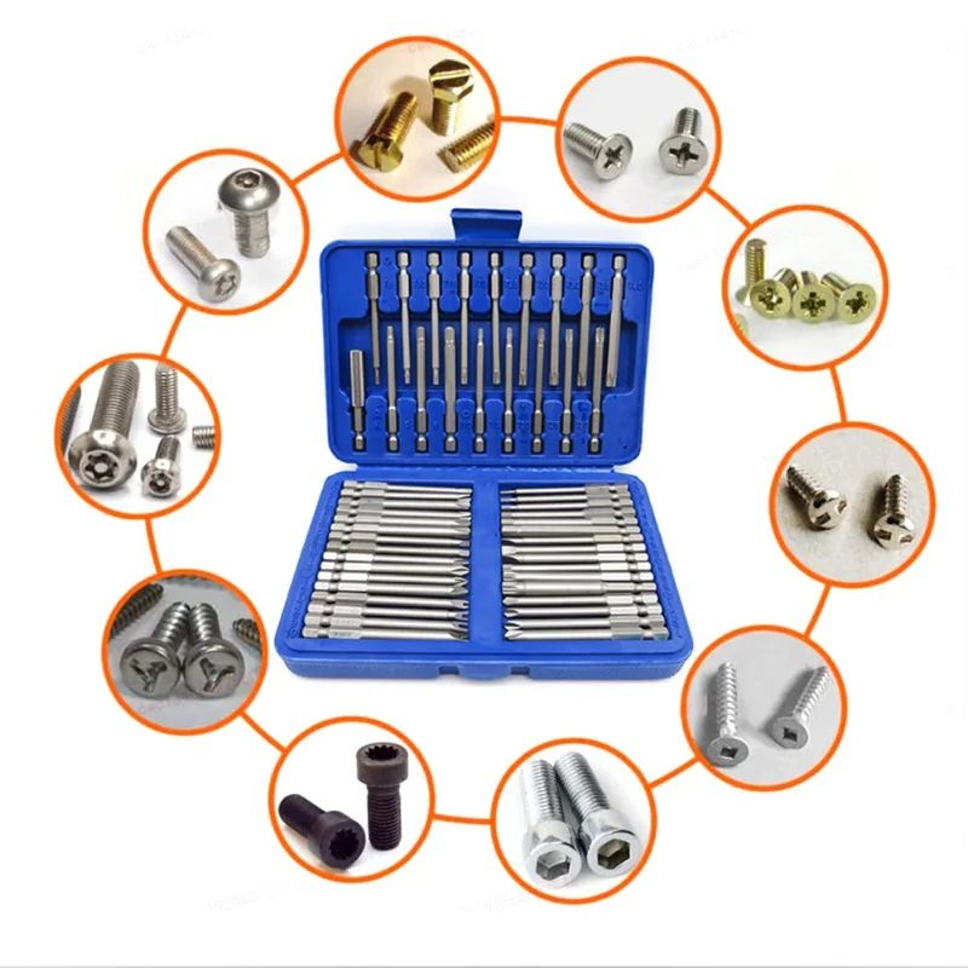 50 Piece Extra Long 75mm Security Bit Set Torx Star And Hex Screwdriver Bits 9