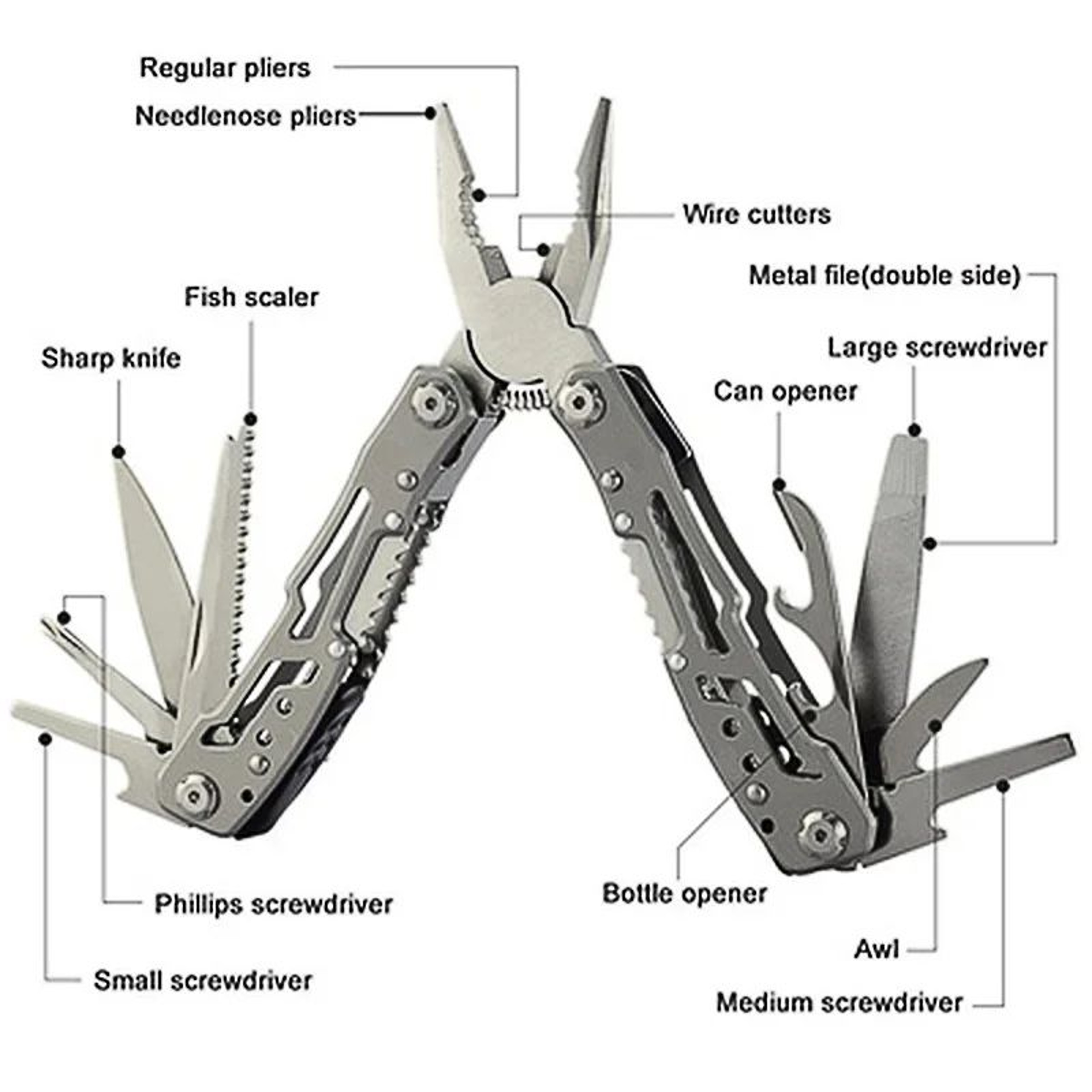 15in1 MultiTool Folding Pliers  Creative Outdoor Camping Survival Tool With Nylon Carry Bag 4