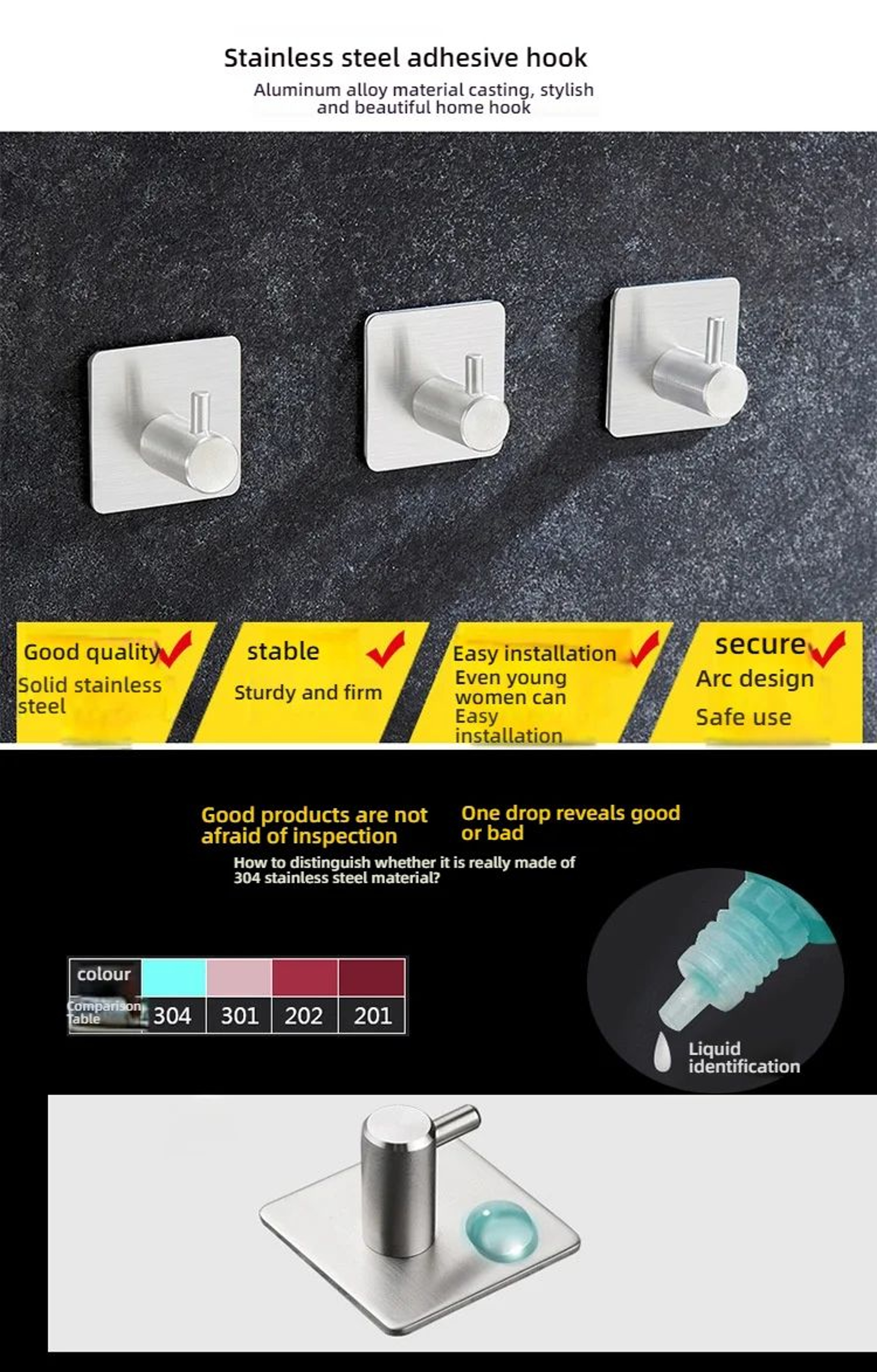 Stainless Steel Antirust Wall Hooks  SelfAdhesive Towel  Clothes Rack For Home Kitchen  Bathroom St 6