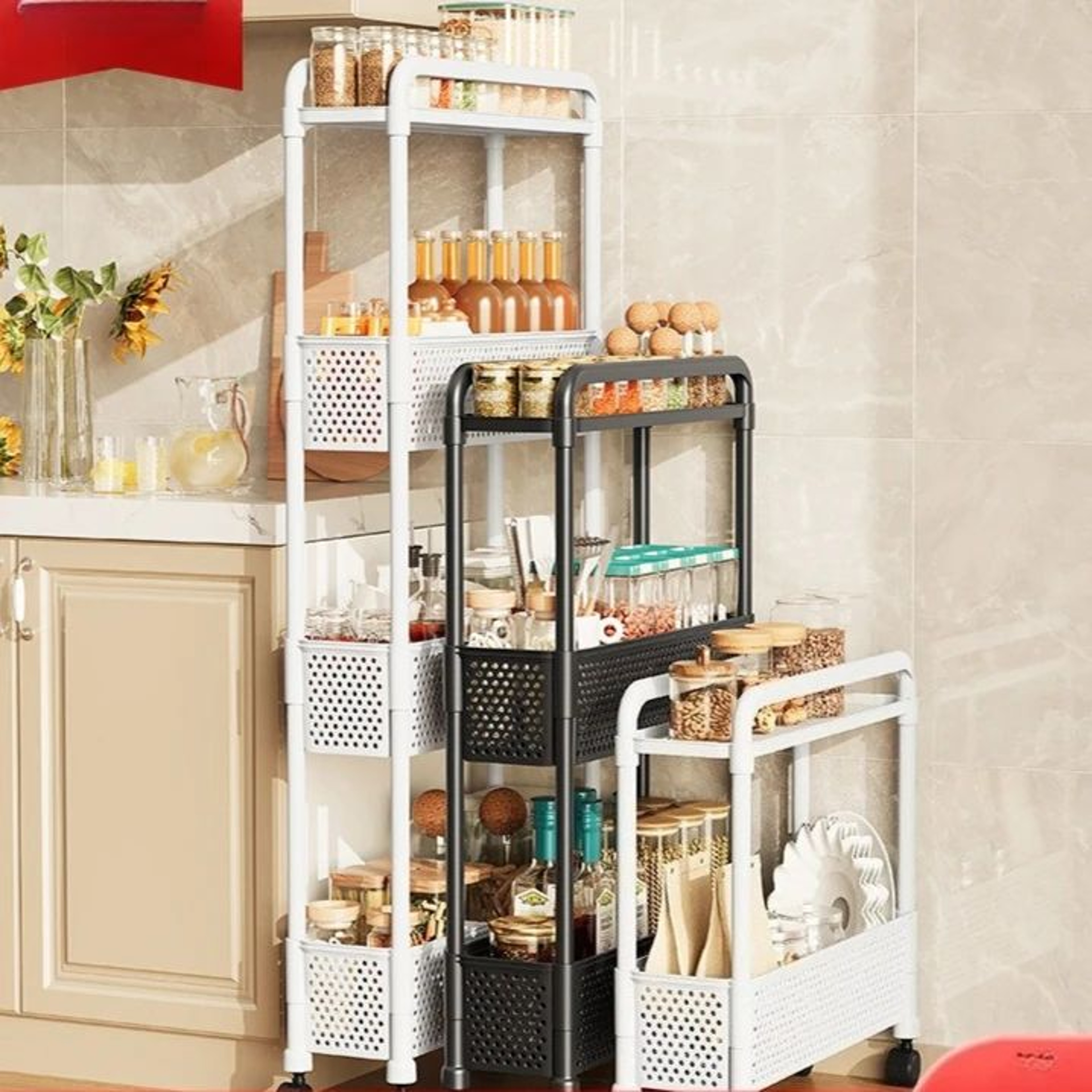 Slim Gap Storage Rack  Movable FloorStanding Narrow Cart For Kitchen Bathroom  Living Room Organiza 6