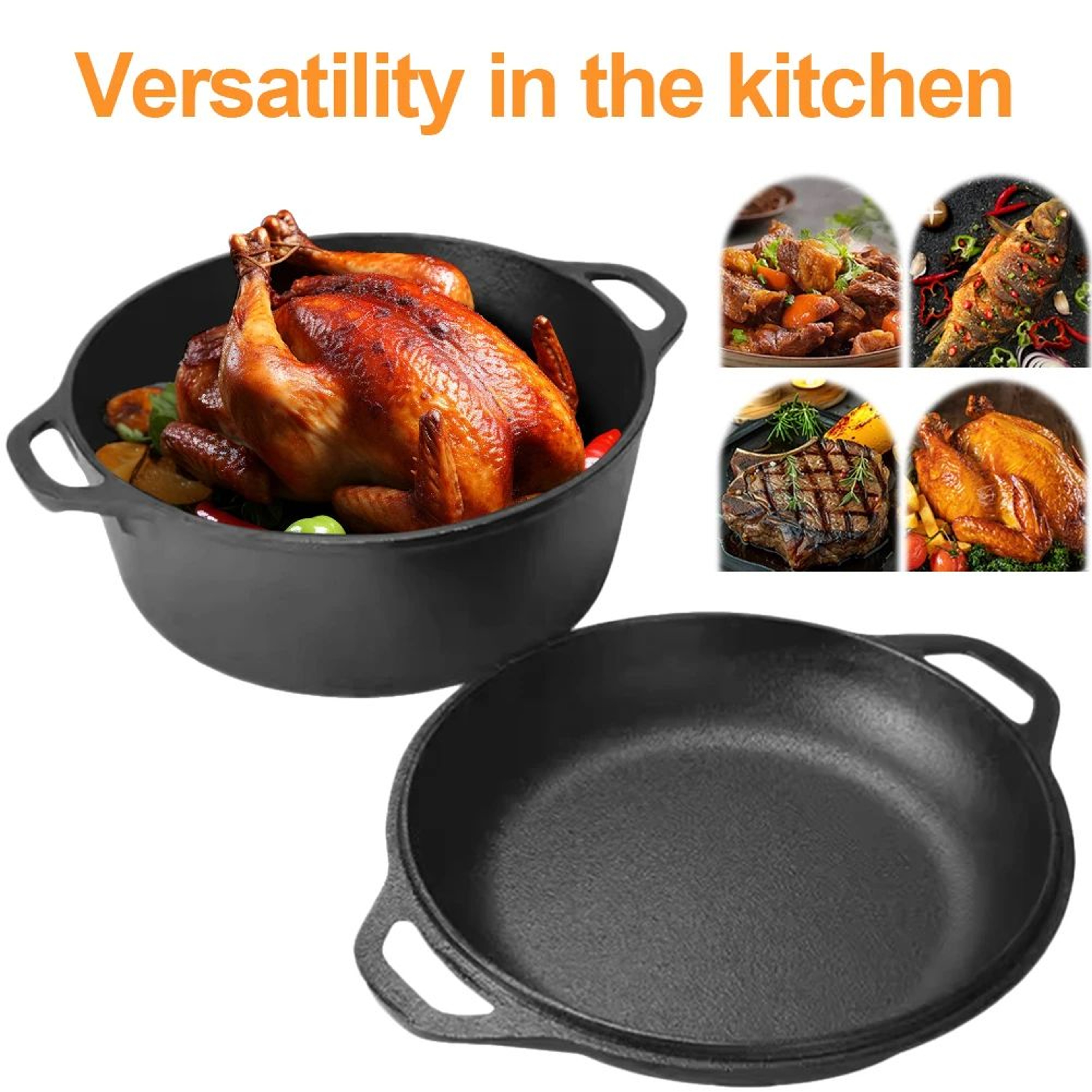 Cast Iron Dutch Oven With Skillet Lid 5