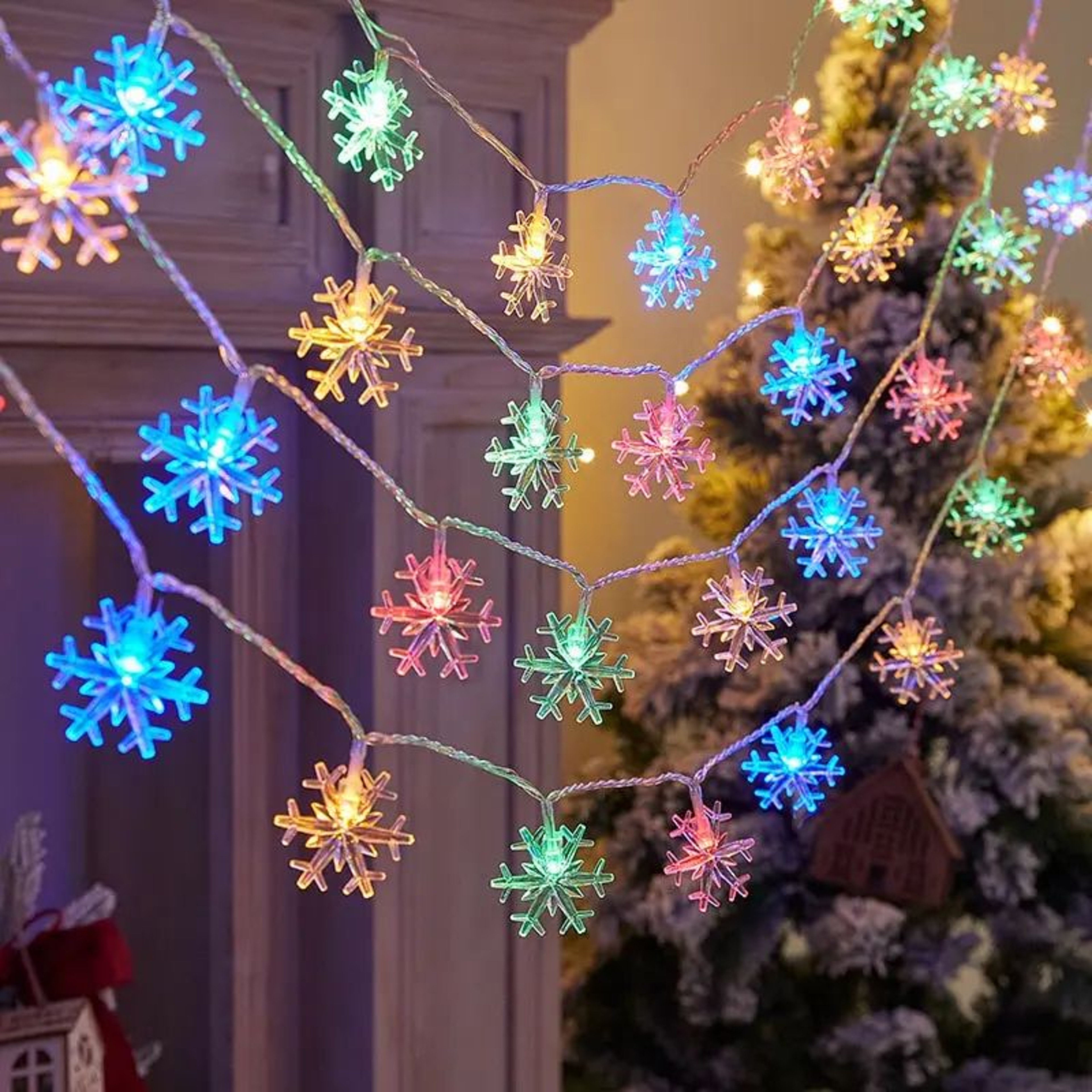Snowflake LED String Lights USB Powered 1