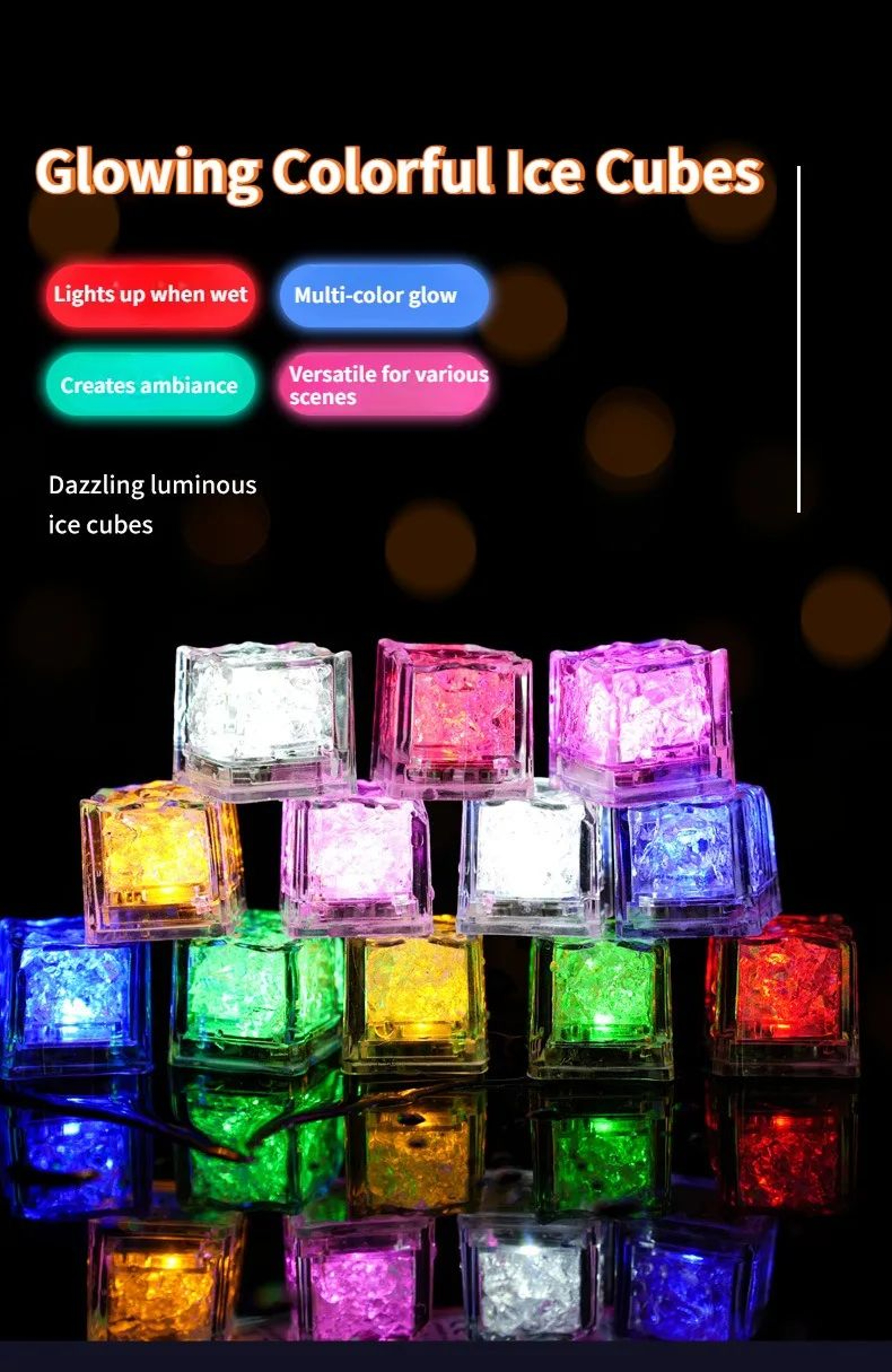 LED Color Changing Luminous Ice Cubes Set 6