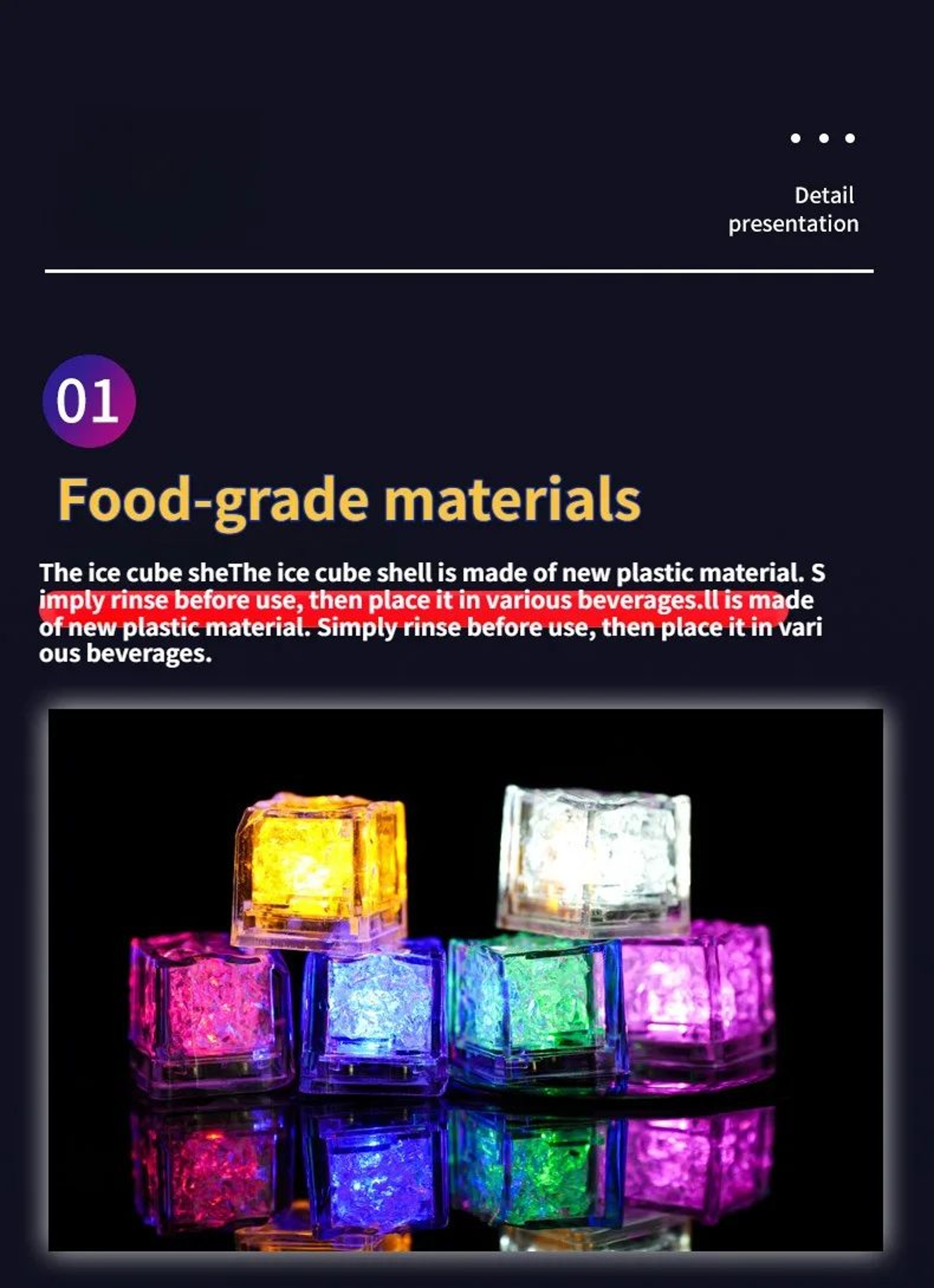 LED Color Changing Luminous Ice Cubes Set 8