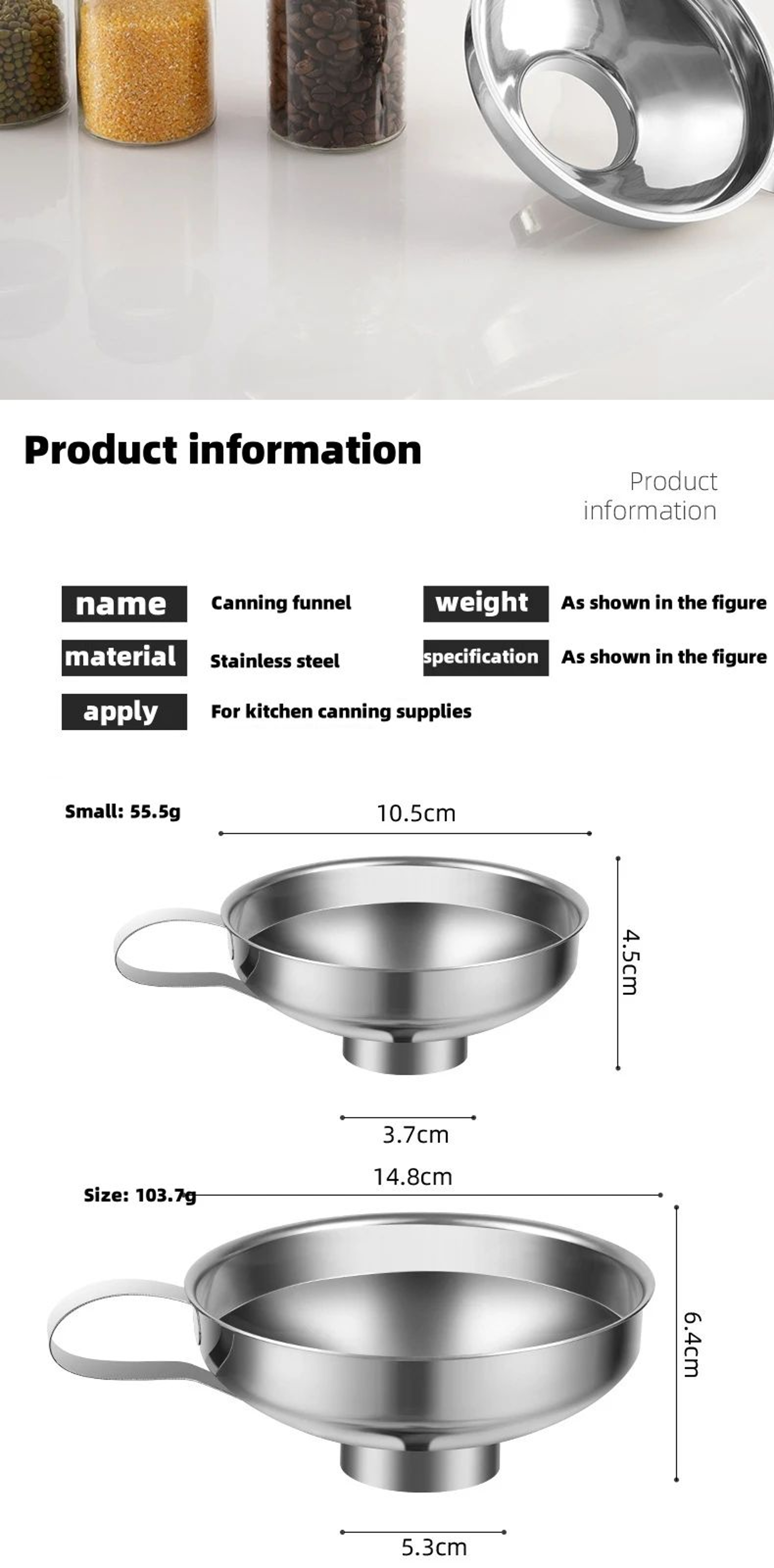 Stainless Steel Wide Mouth Canning Funnel 8