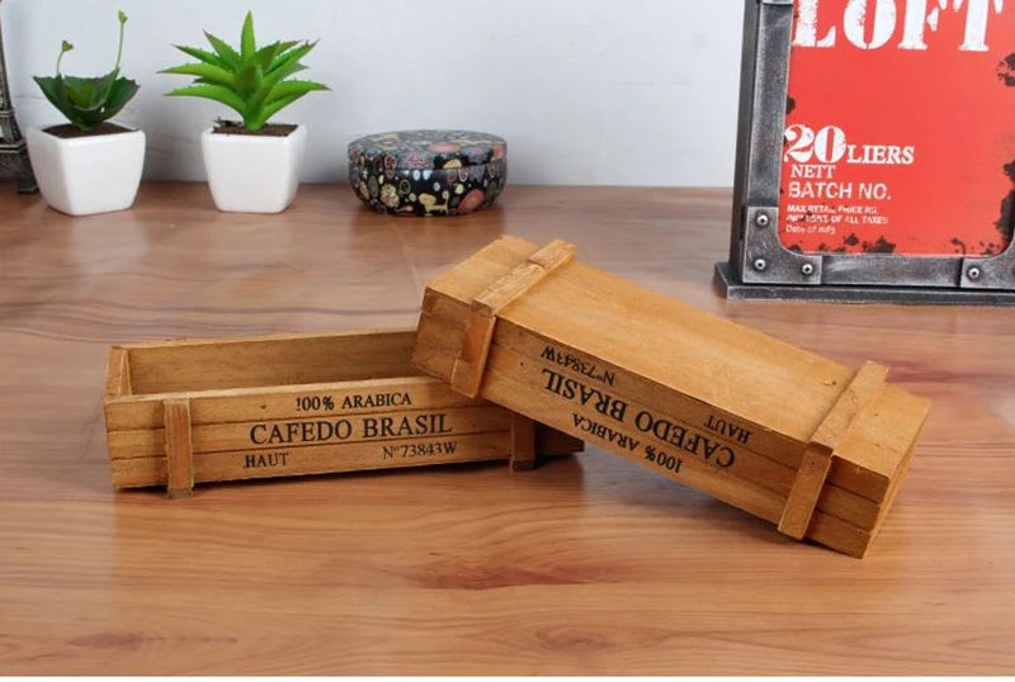 Retro Wooden Plant Storage Box 7