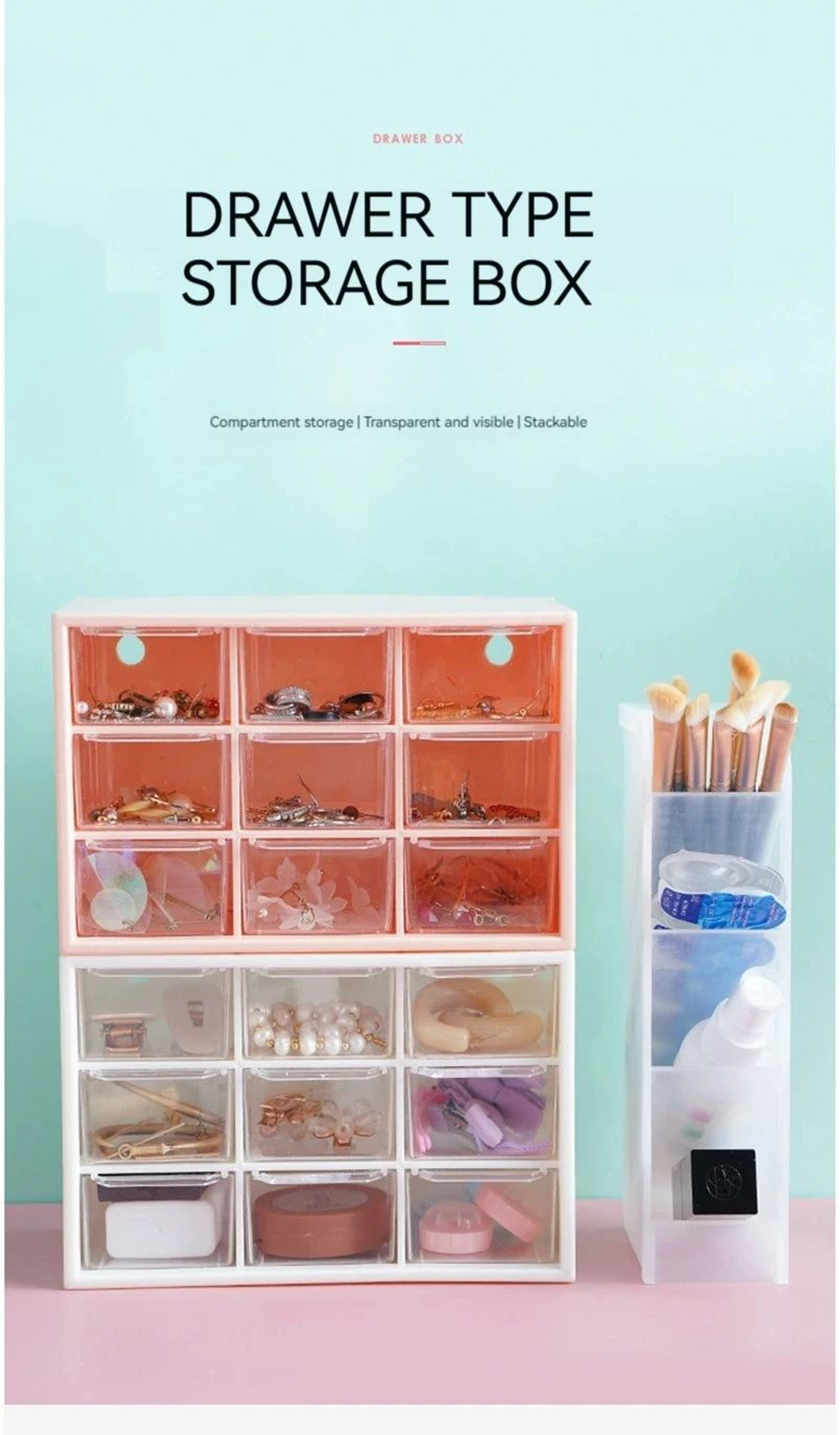 White Desktop Organizer With Drawer Storage 4