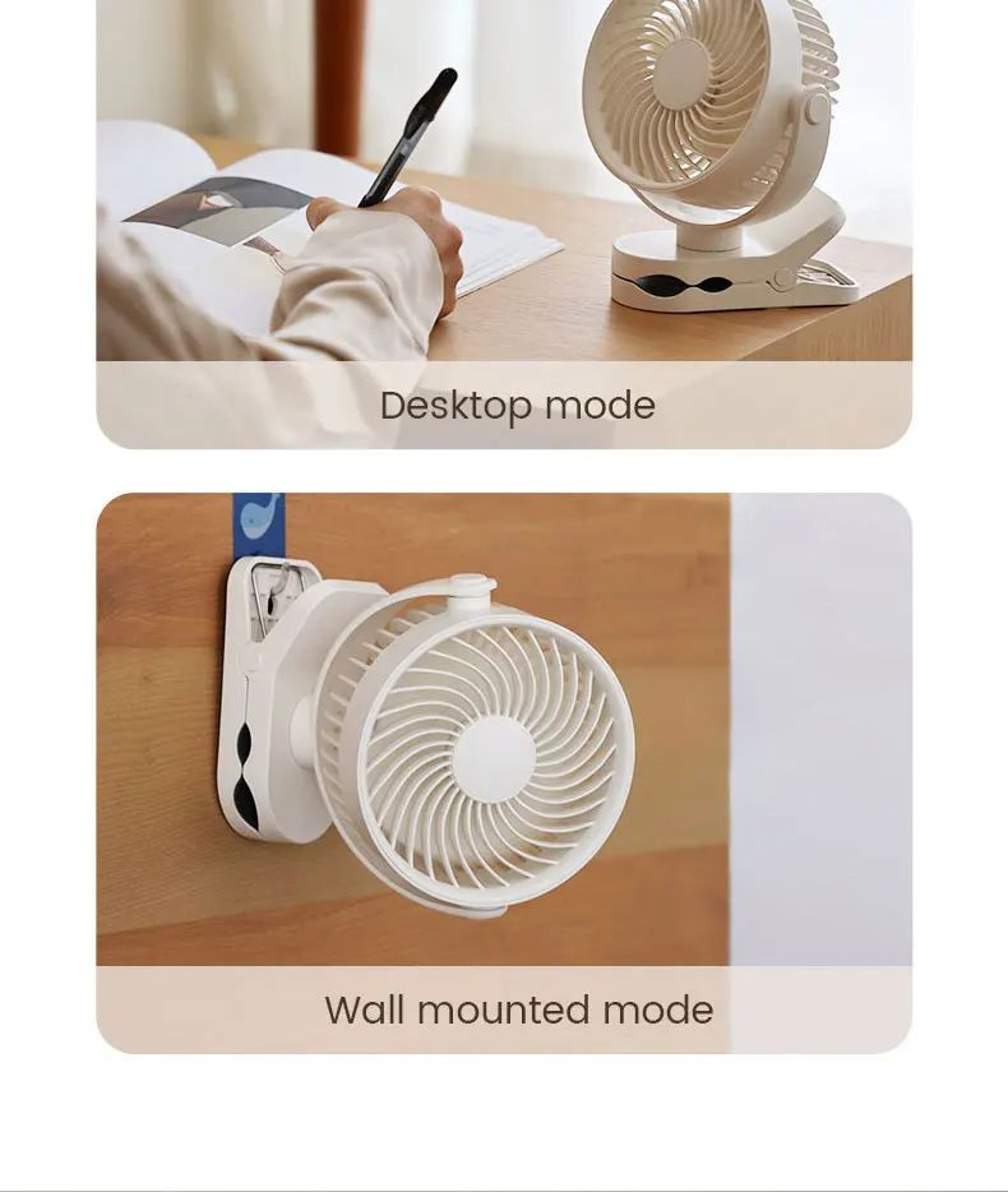 Wall Mounted Rechargeable Clip On Silent Fan 7