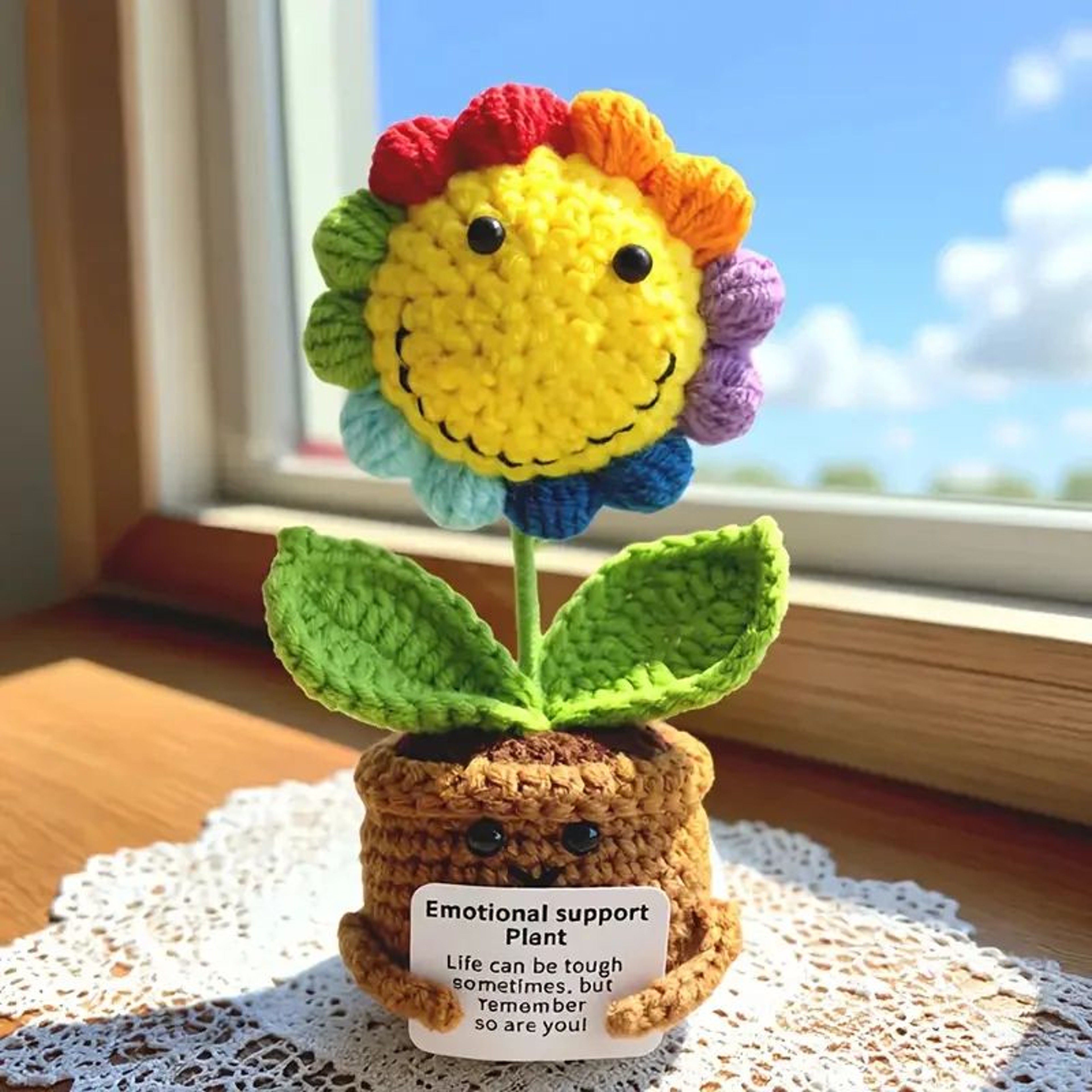 Handmade Crochet Sunflower Emotional Support Plant 3