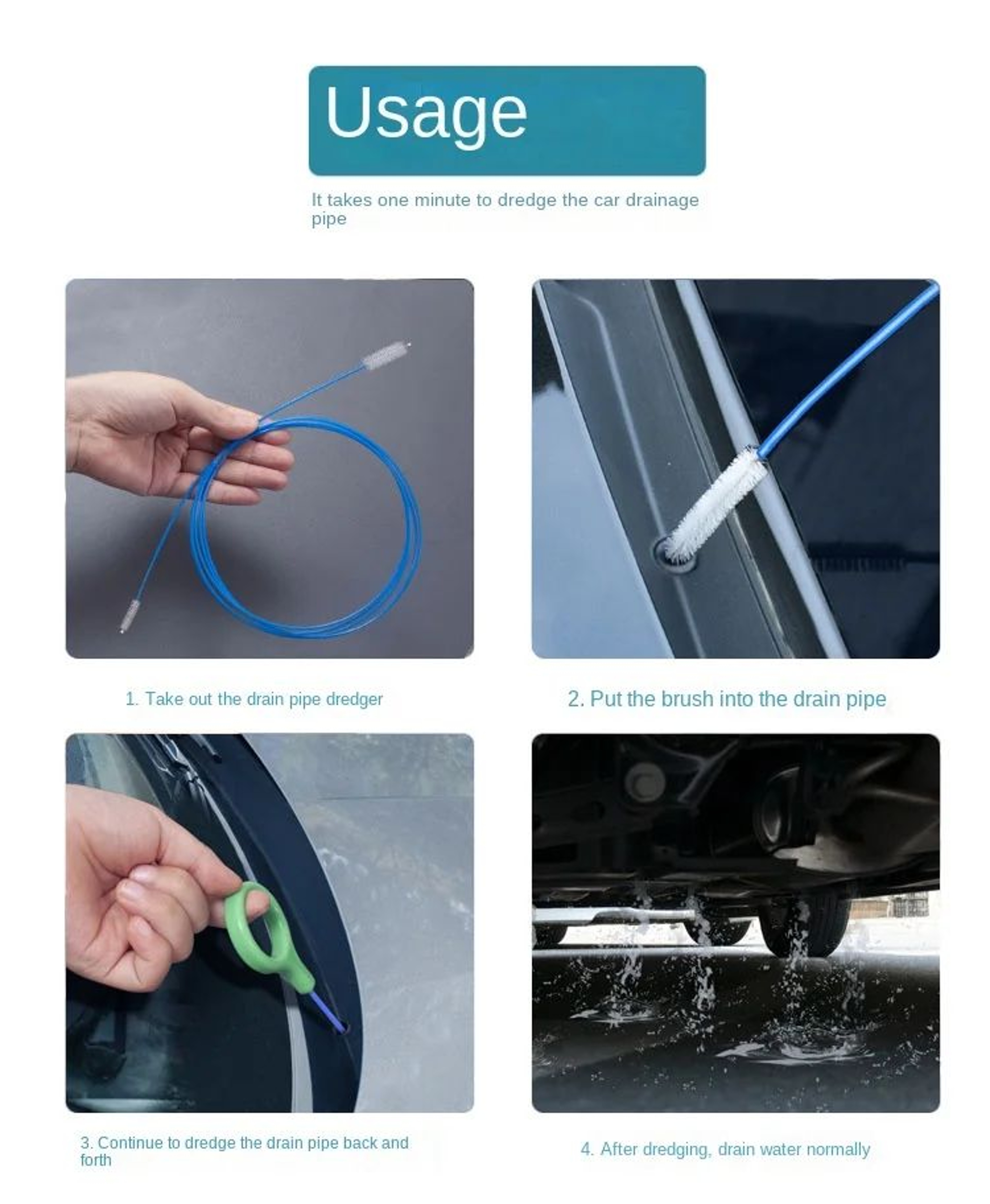 Car Sunroof Drain Cleaning Brush Tool 6