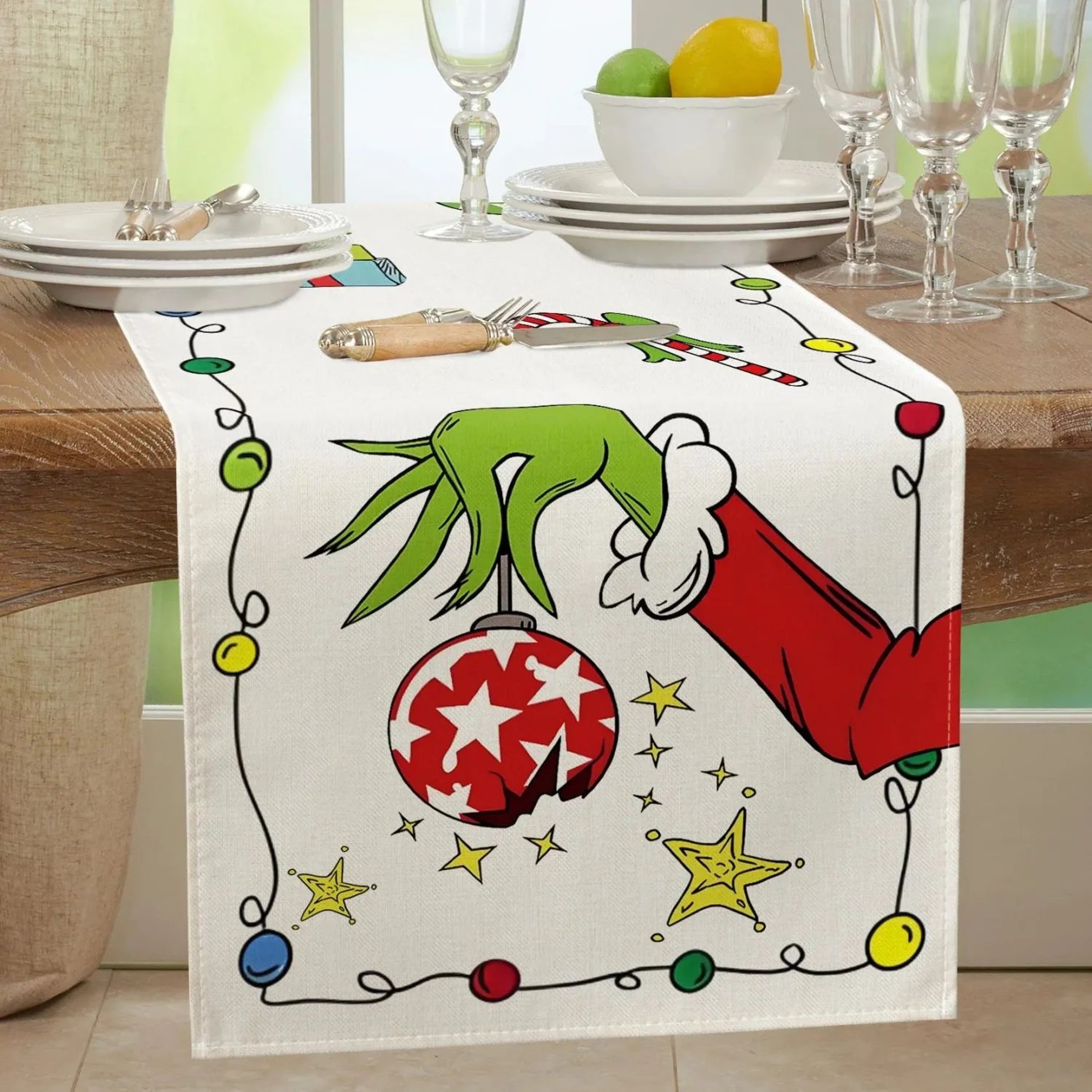 Grinch Christmas Table Runner Decor 2