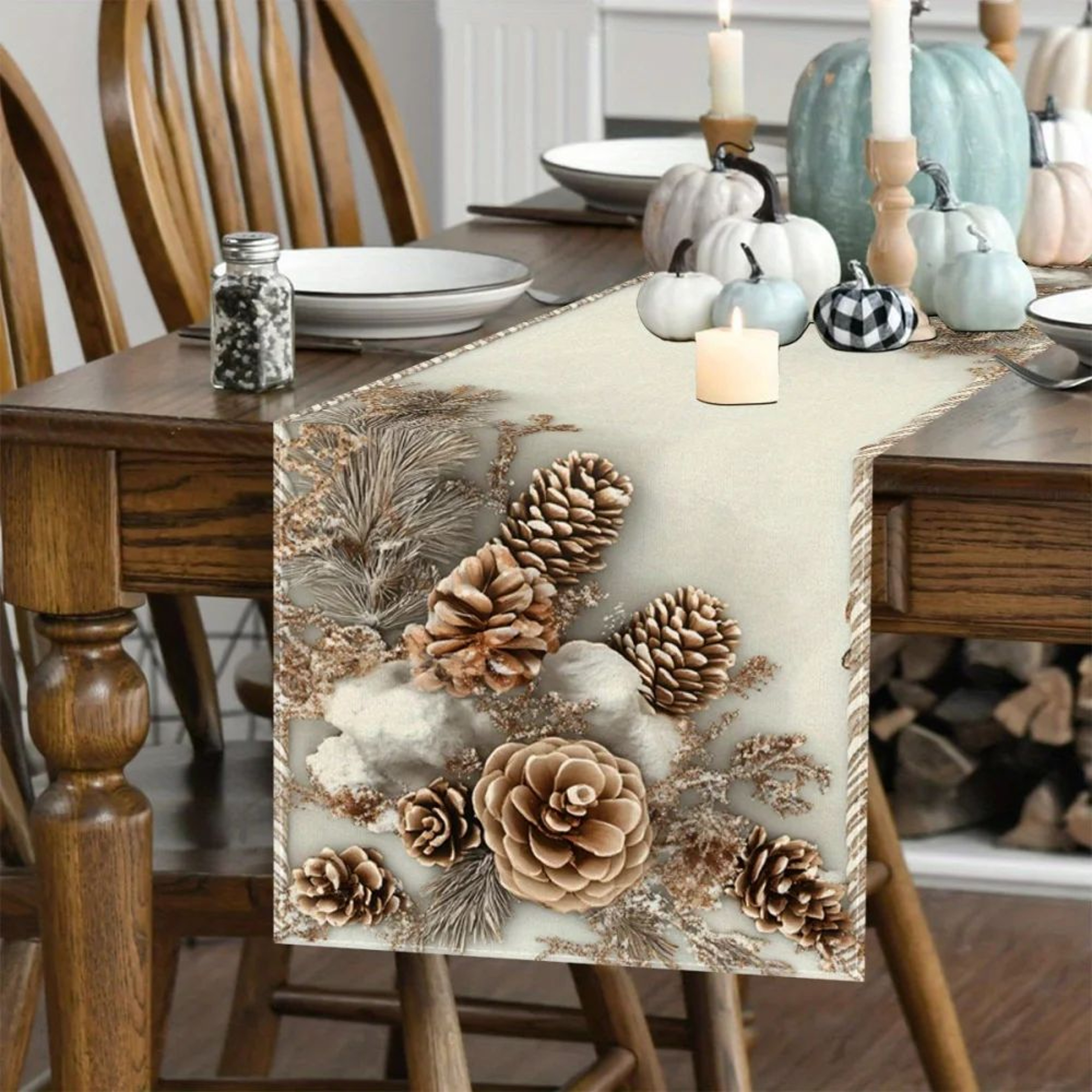 Winter Floral Table Runner Holiday Decor 2