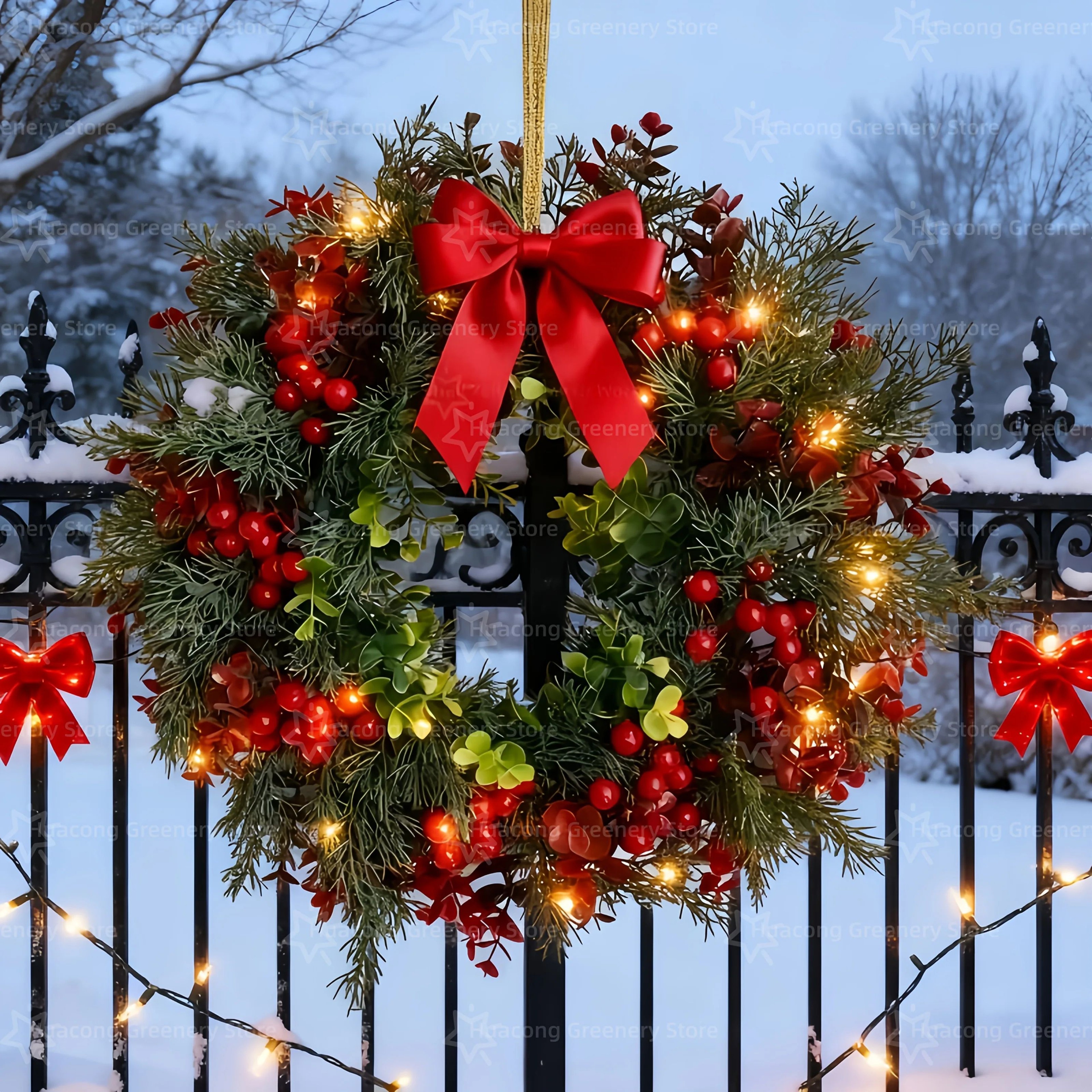 Large Christmas Wreath Red Berry 0
