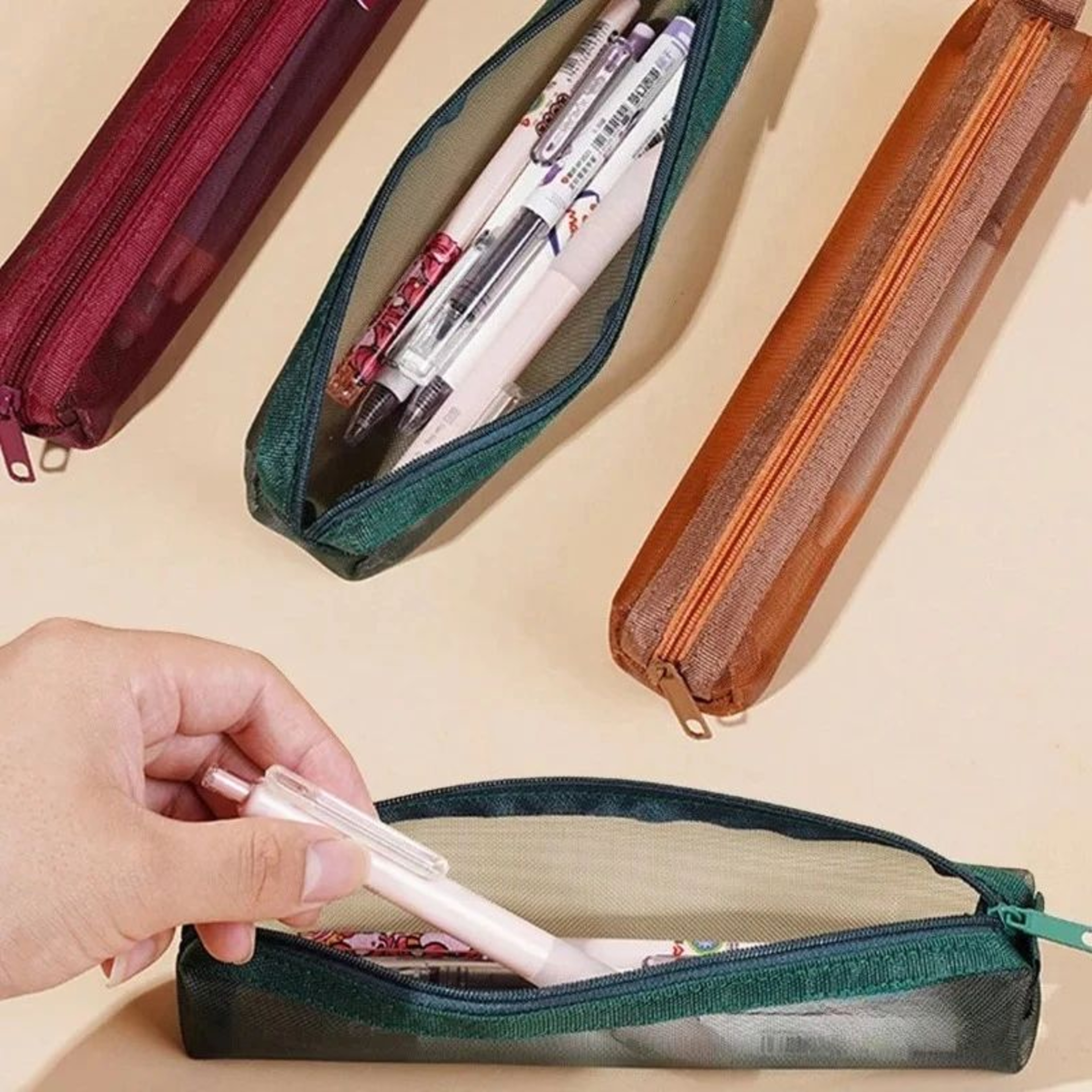 Mesh Pencil Case Storage Bag 0