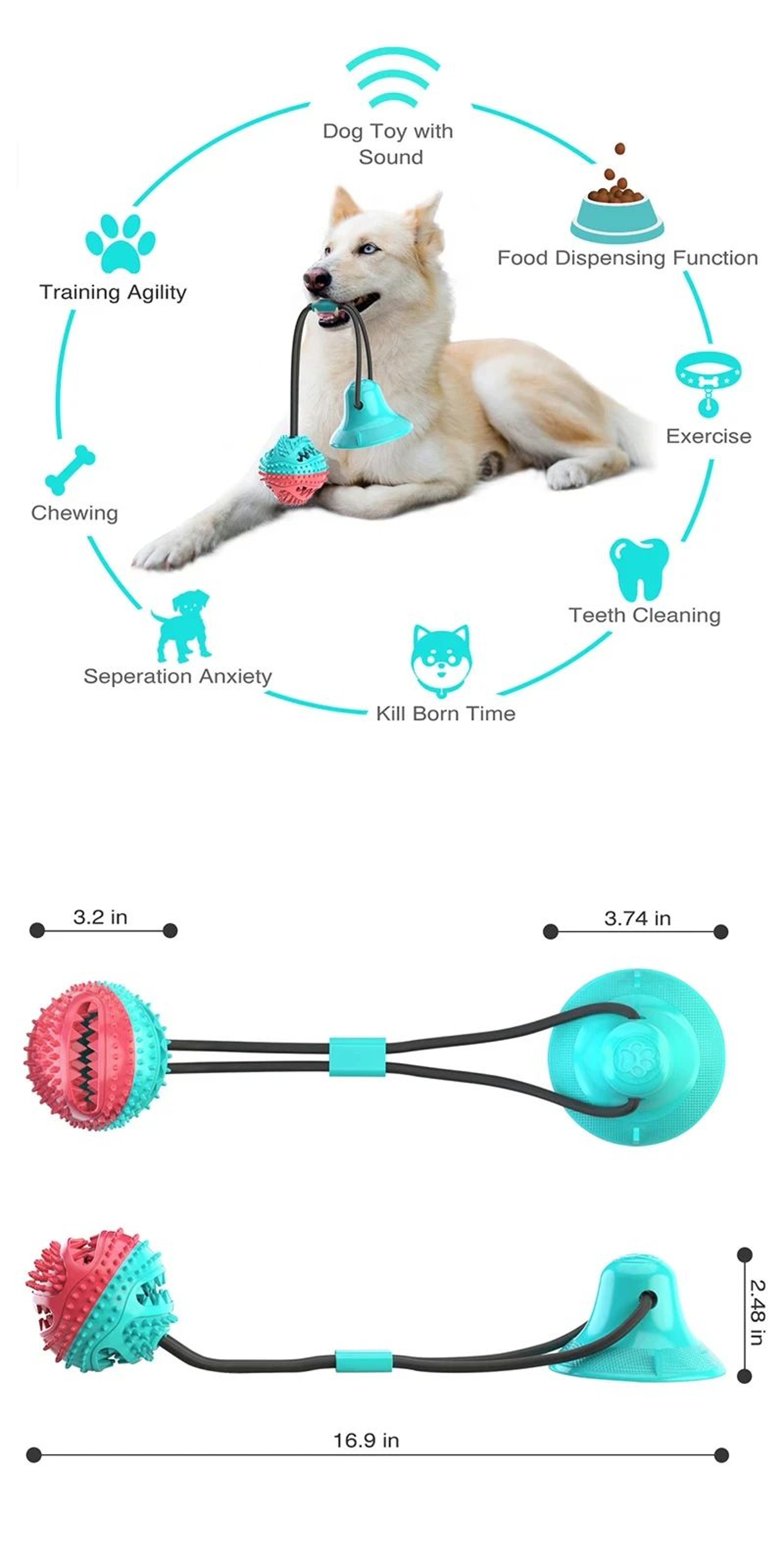 Interactive Suction Cup Dog Chew Ball 6