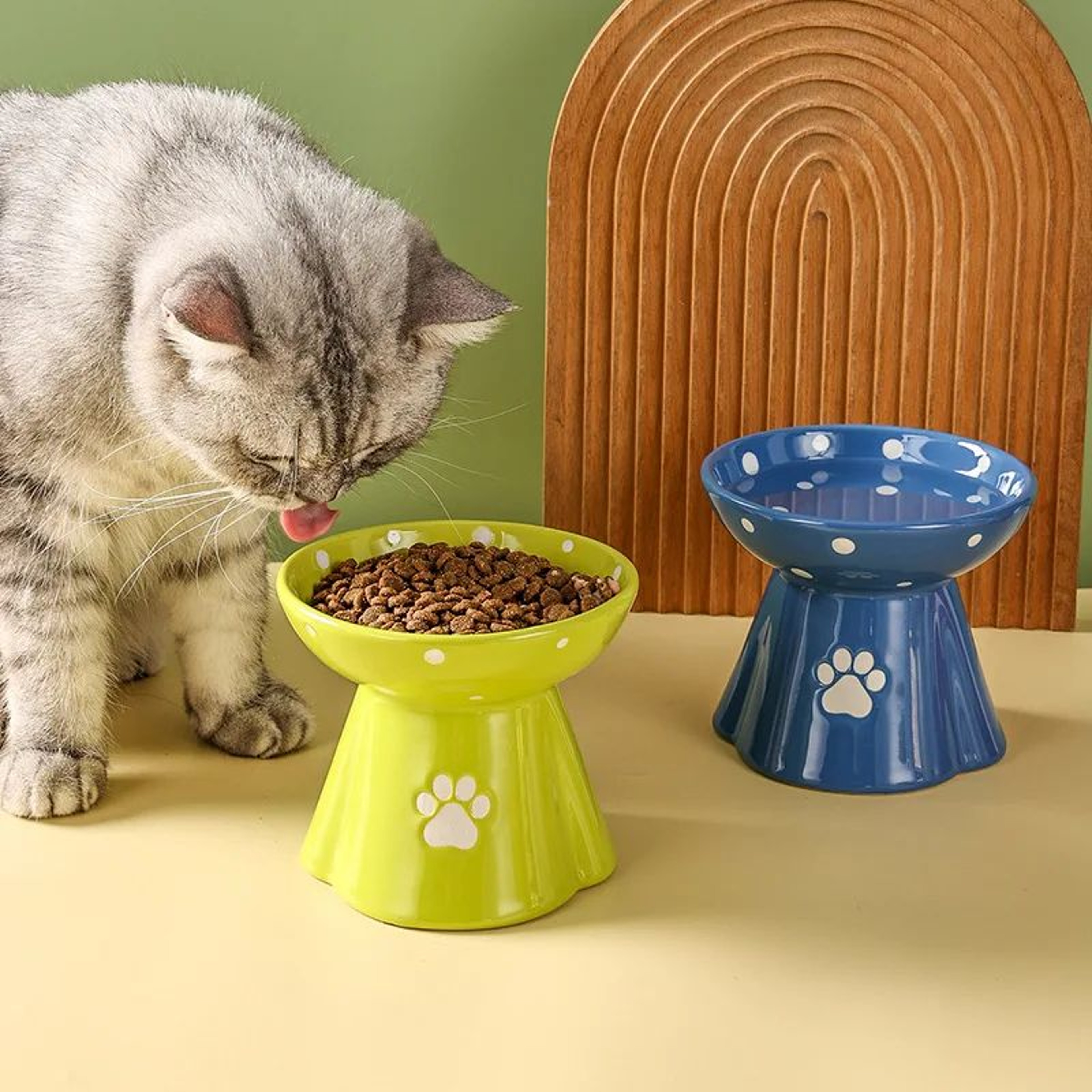 Elevated Ceramic Cat Bowl Stand 3