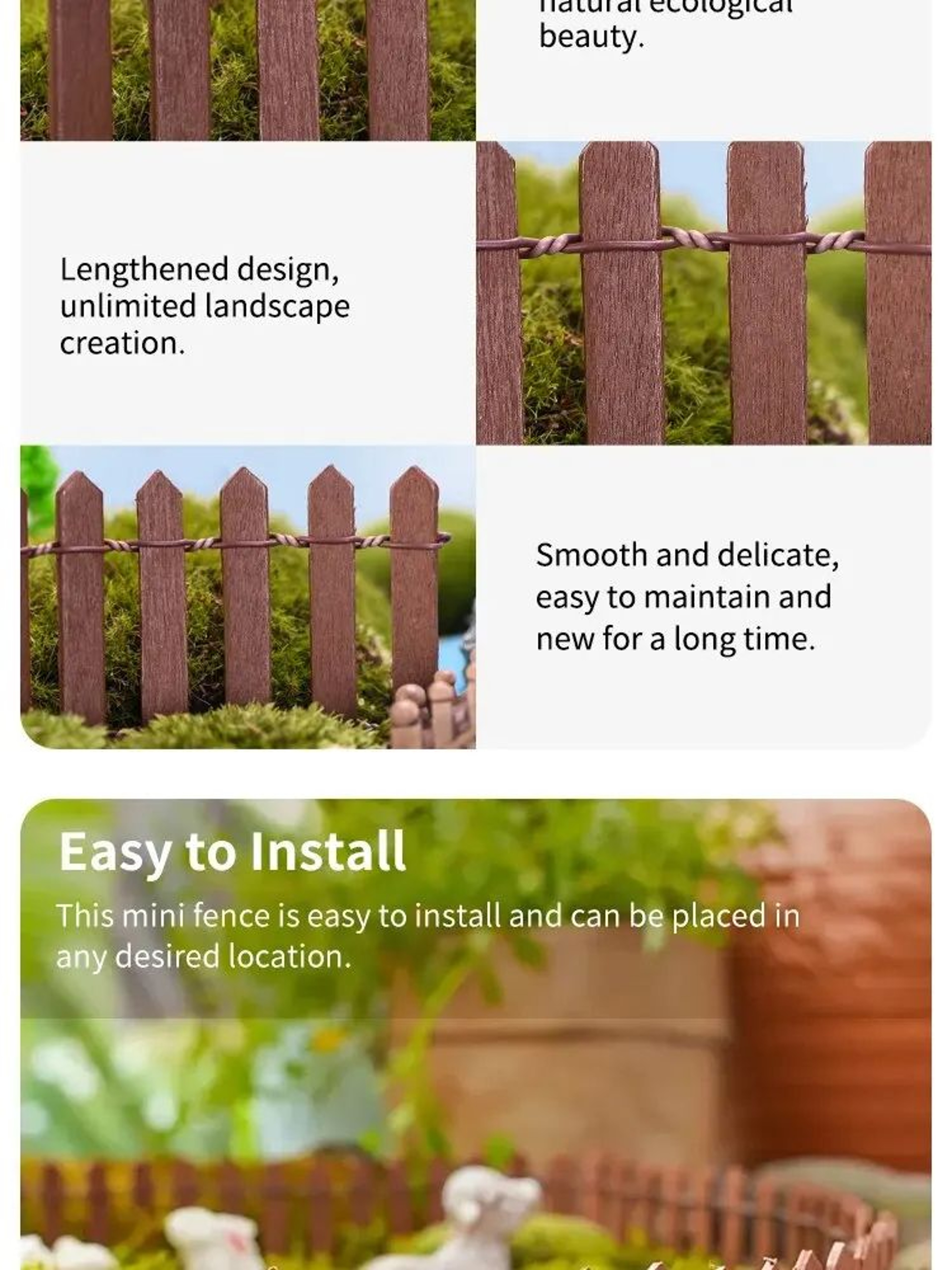 Mini Wooden Picket Fence For Fairy Garden And Bonsai Decor 6