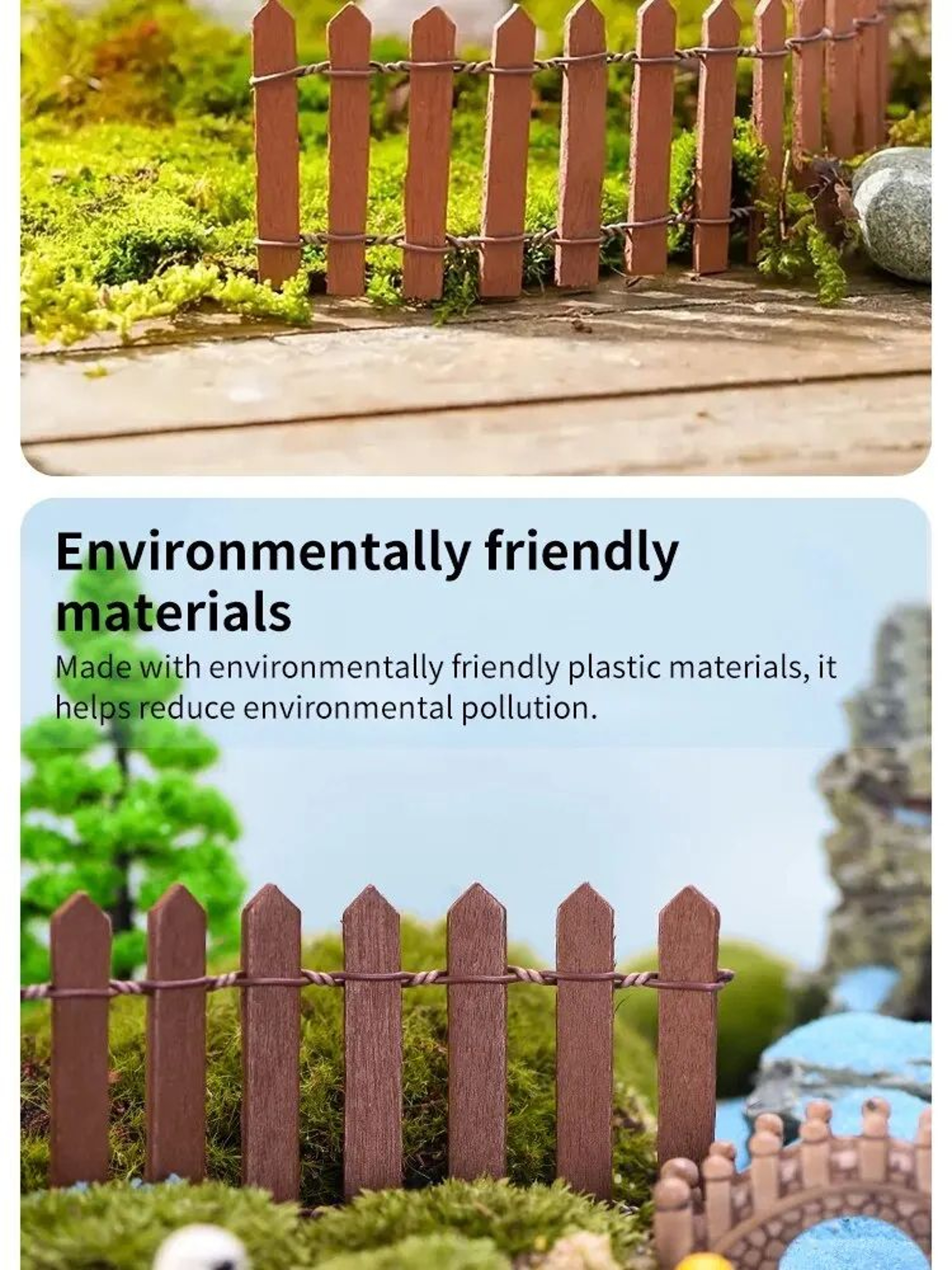 Mini Wooden Picket Fence For Fairy Garden And Bonsai Decor 7