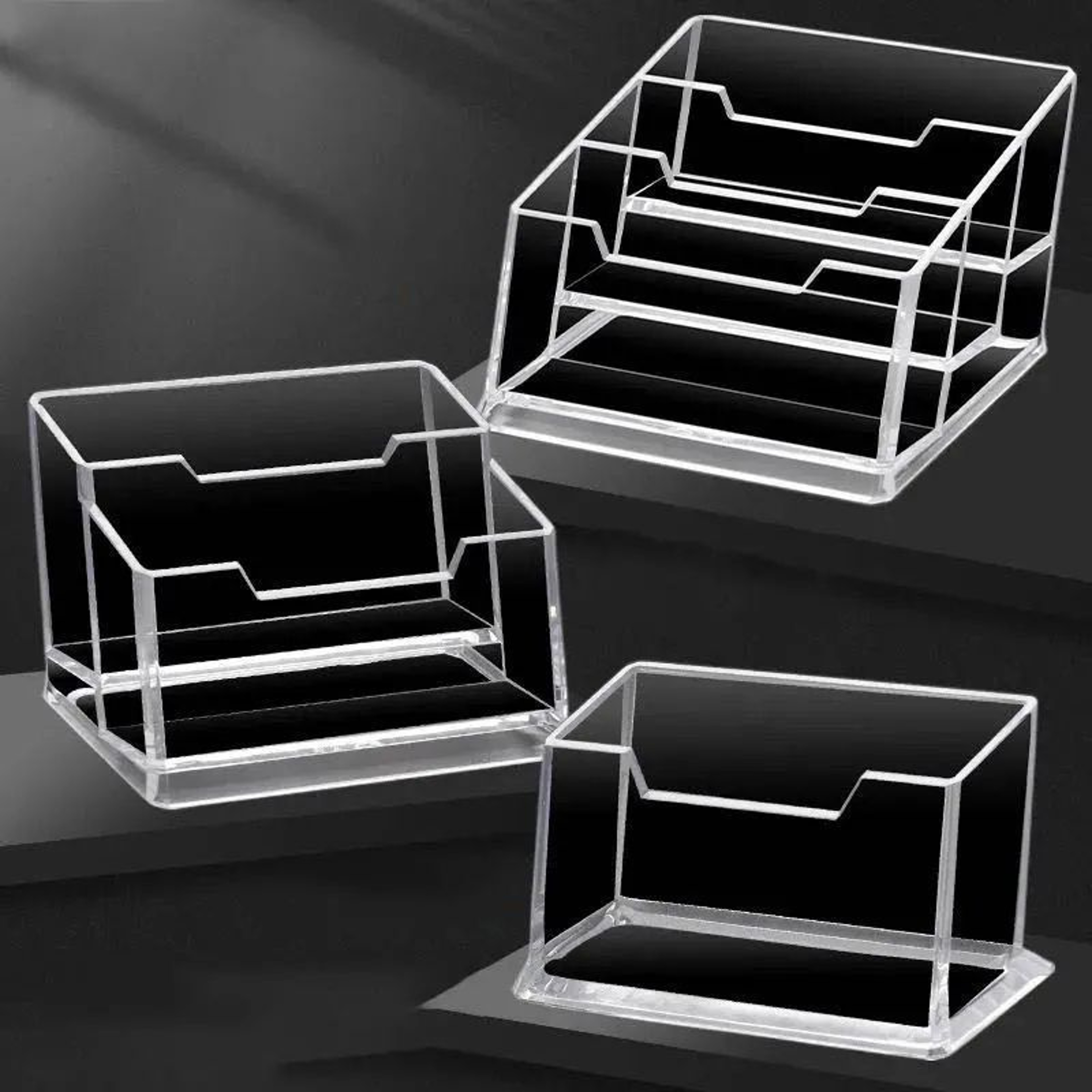 Clear Acrylic Desk Storage And Business Card Holder 0