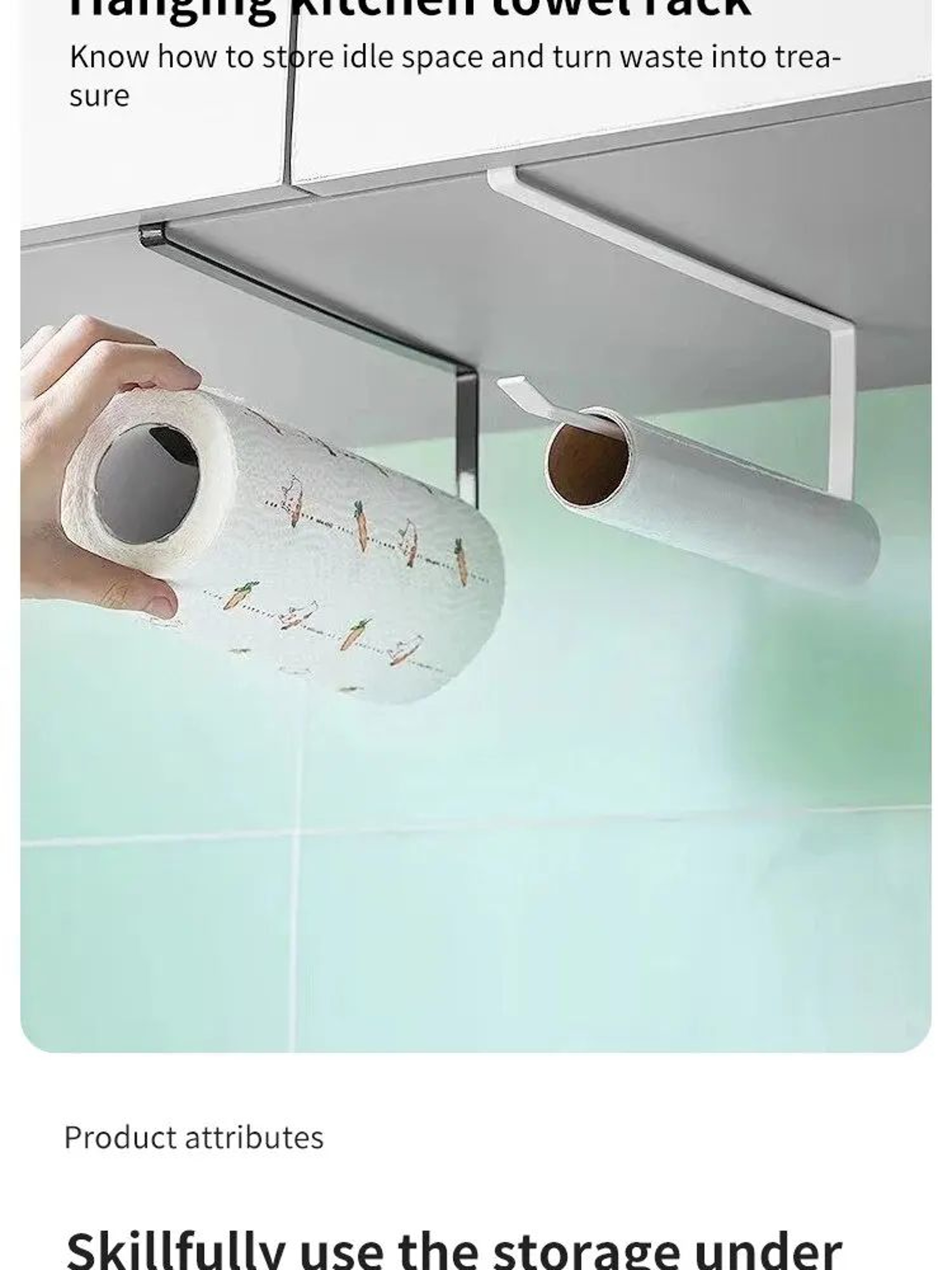 NoPunch Paper Roll And Cling Film Storage Rack 7