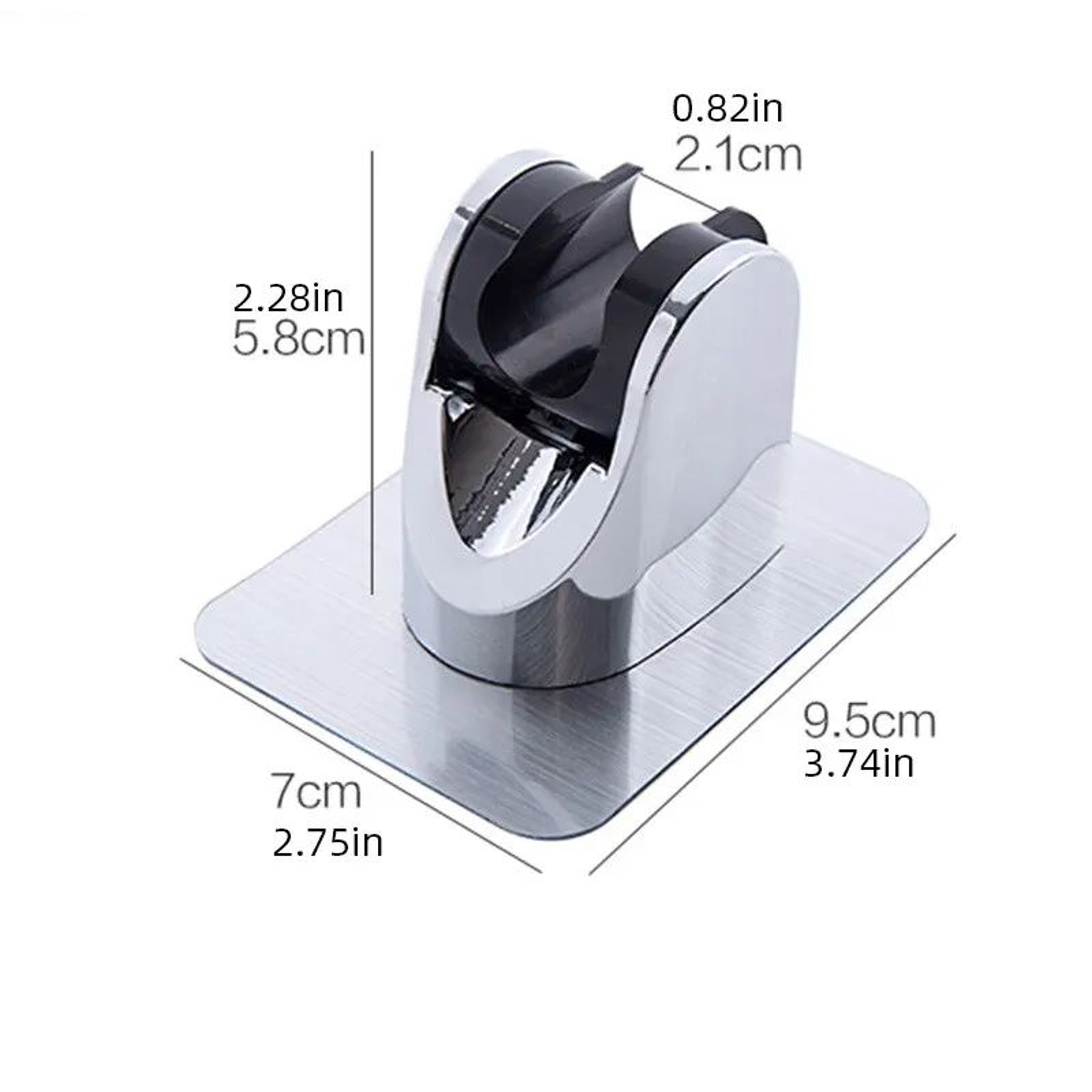 Punch Free Adjustable Universal Showerhead Holder Silver Black 4