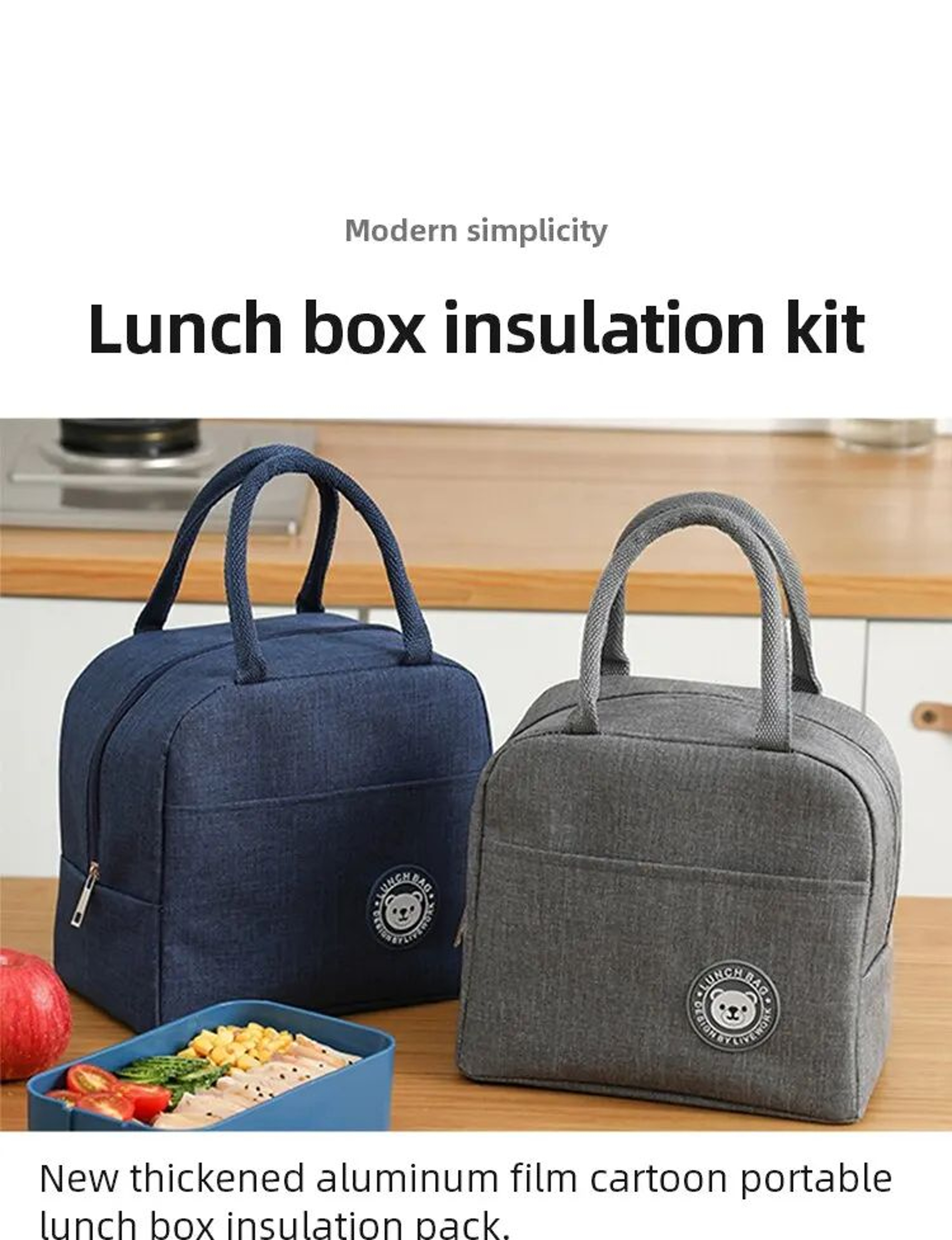 Insulated Canvas Lunch Tote Bag 6