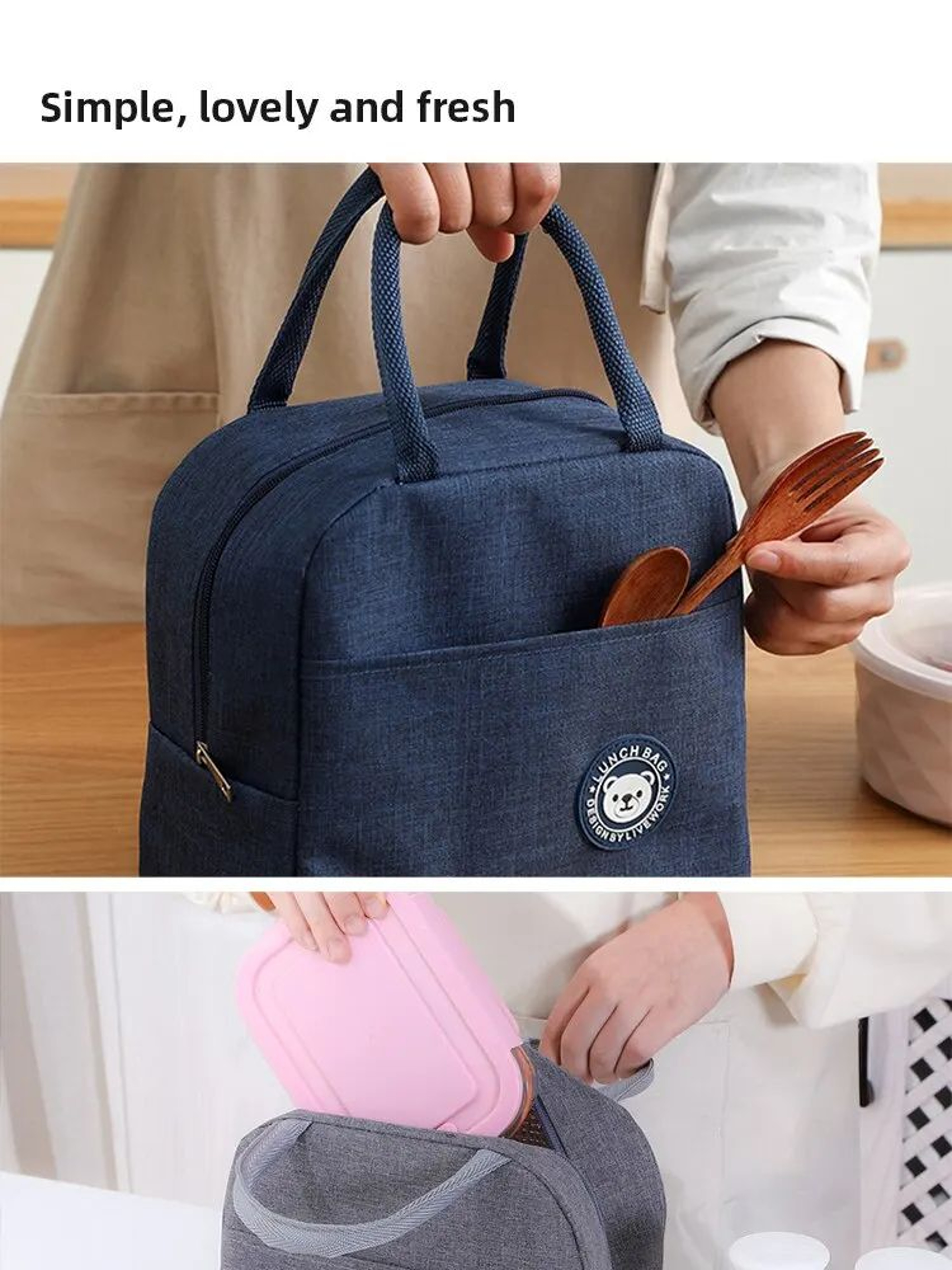 Insulated Canvas Lunch Tote Bag 12